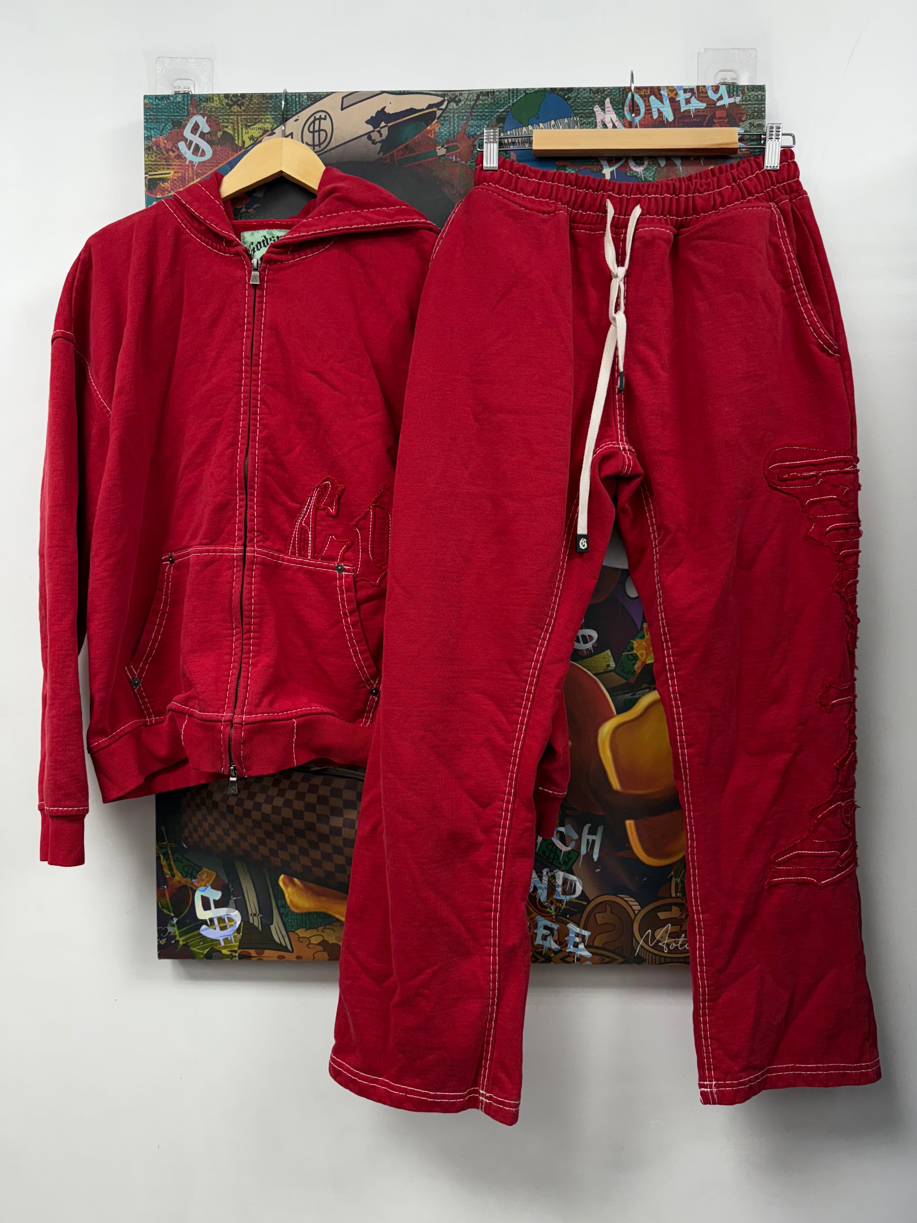 Godspeed Red White Outline Sweatsuit