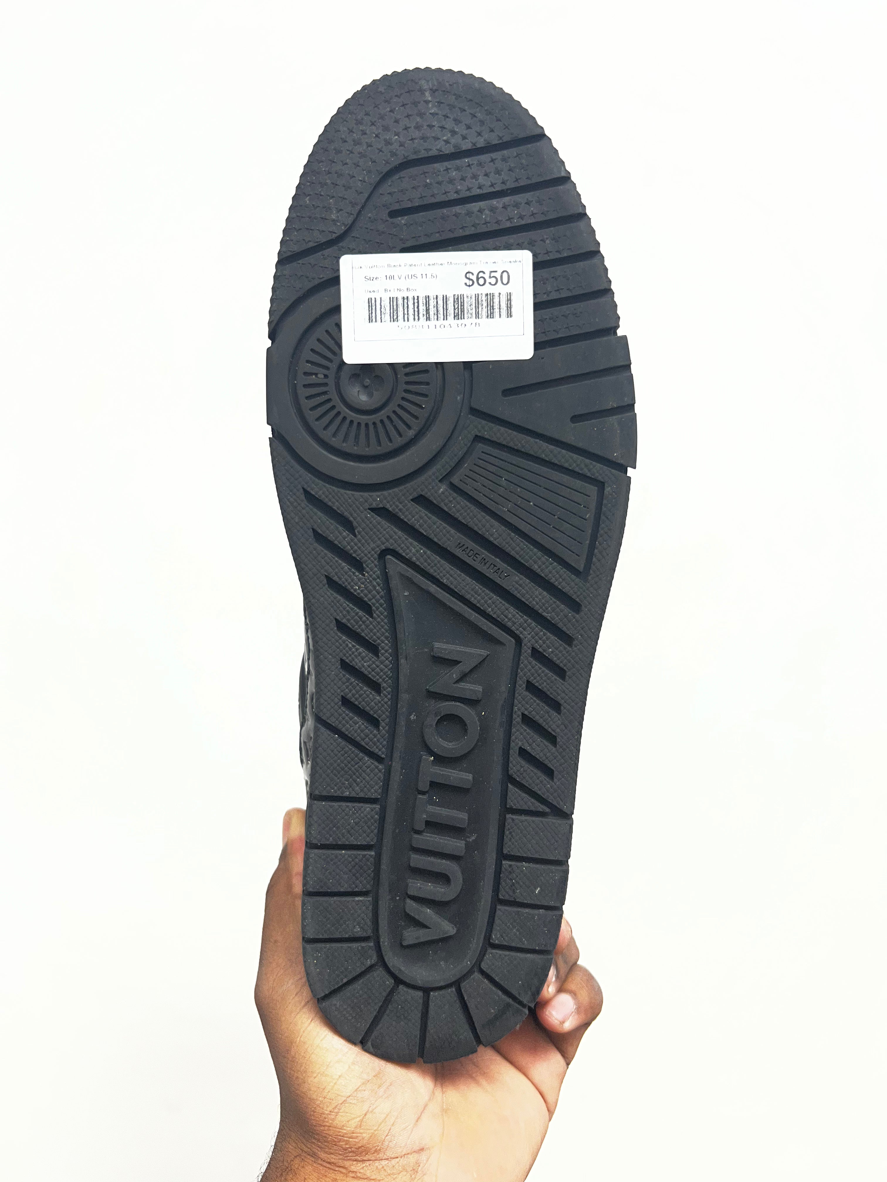 Louis Vuitton Black Patent Leather Monogram Trainer Sneakers