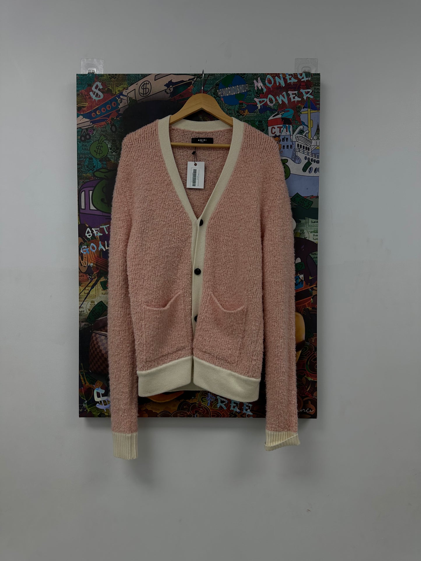 Amiri Cardigan Pink White Used XS Fits Big