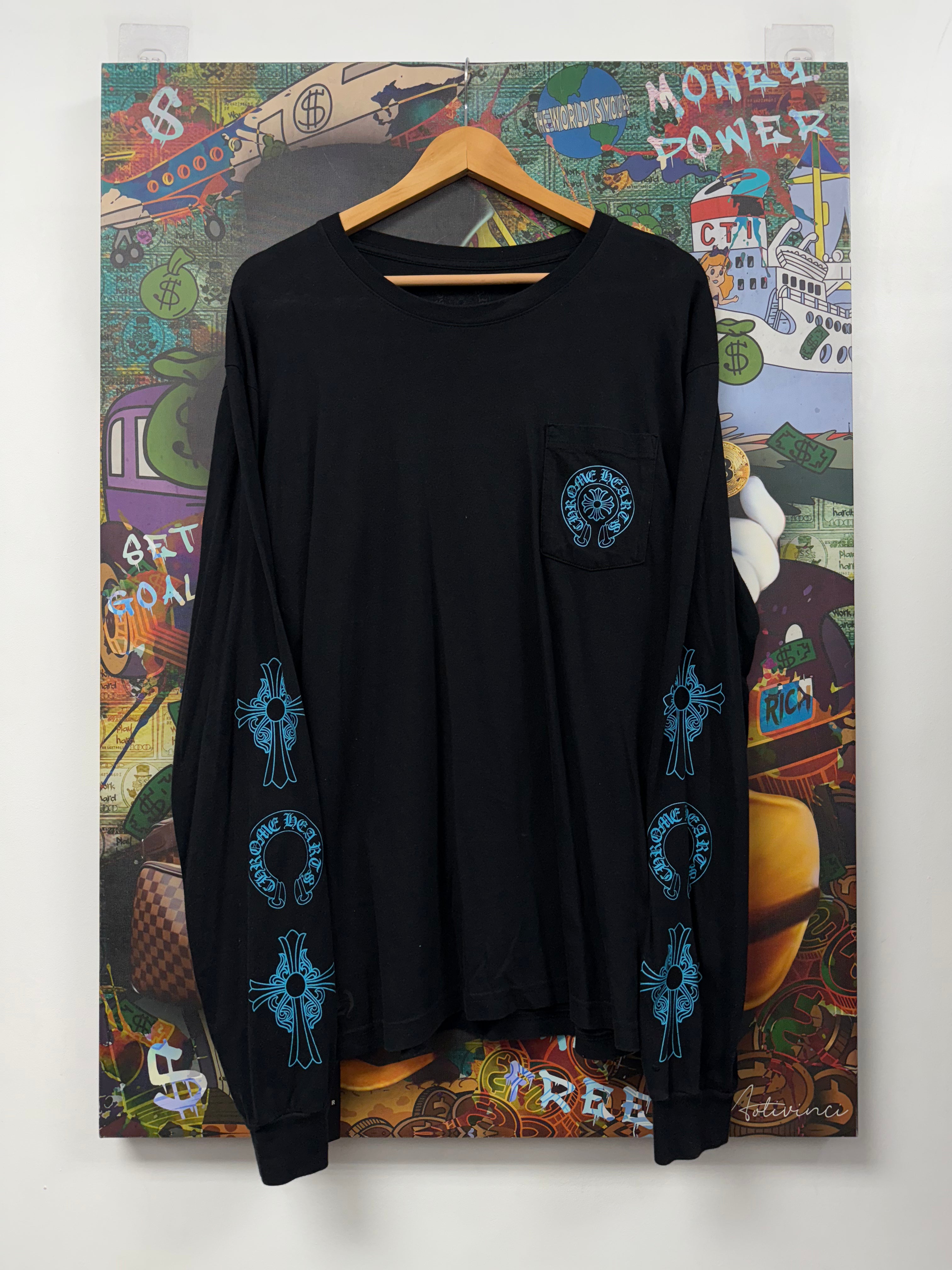 Chrome Hearts Black Blue Triple Cross Long Sleeve