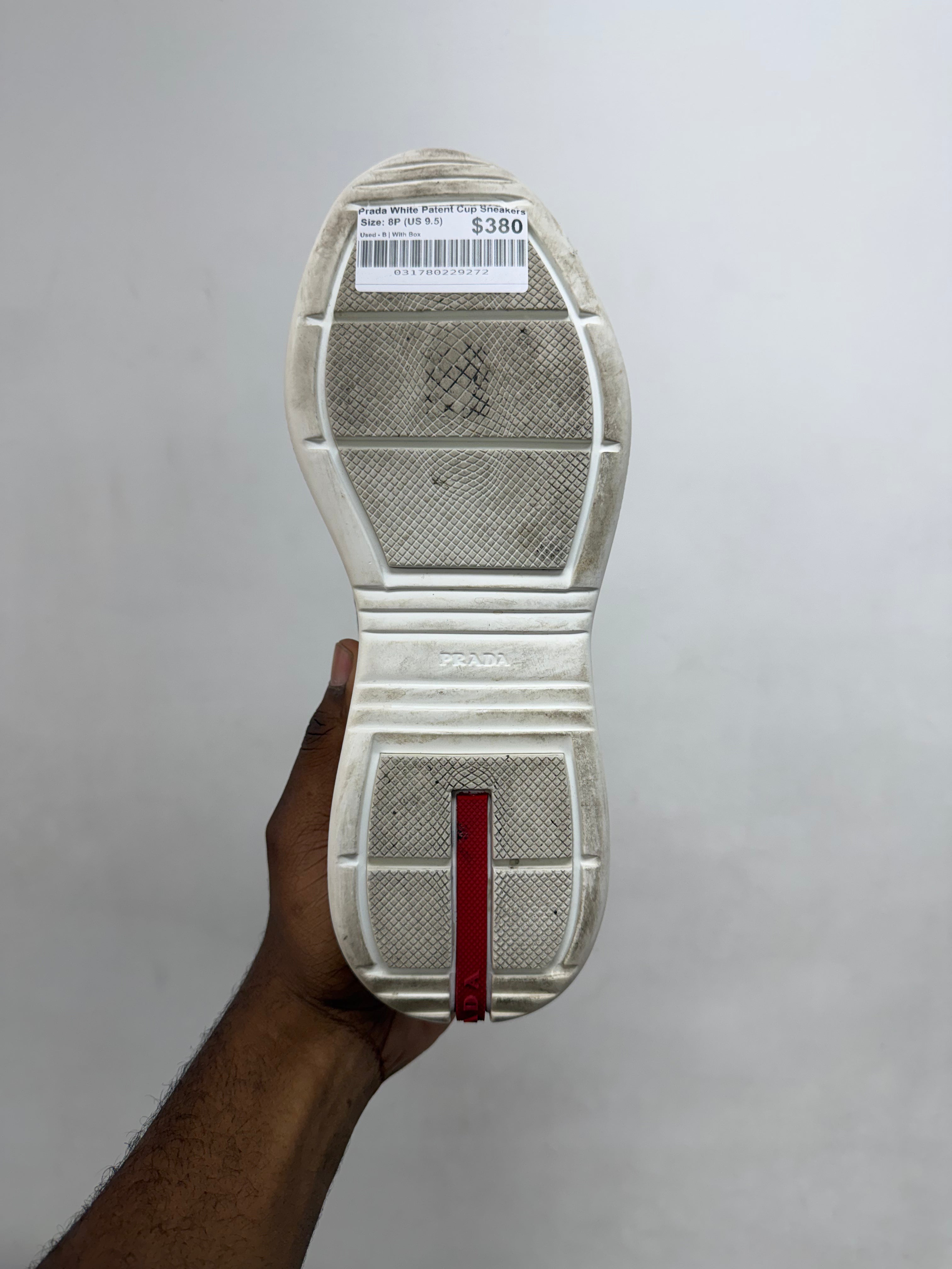 Prada White Patent Cup Sneakers