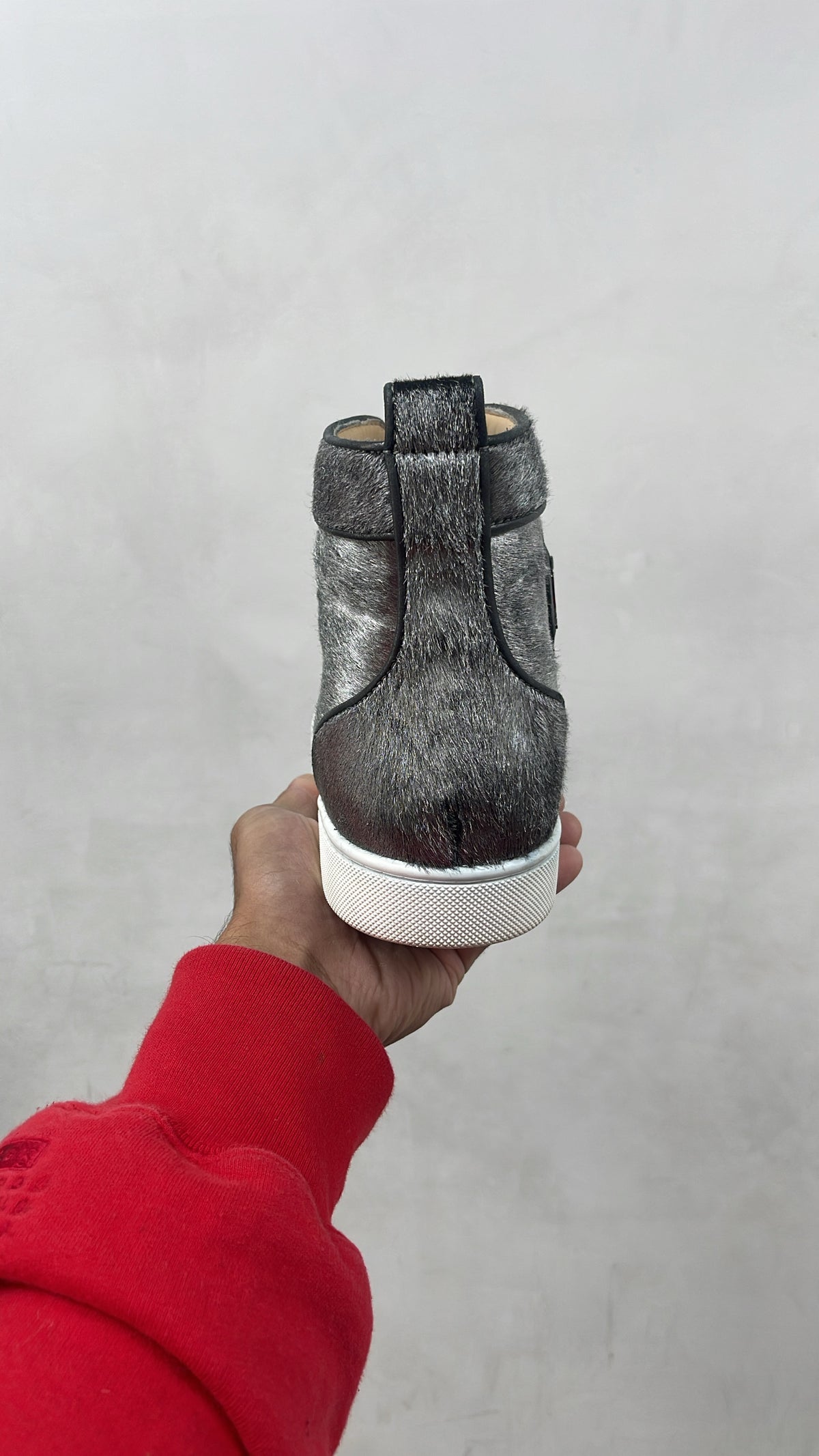 Christian Louboutin Grey Ponyhair High Sneakers