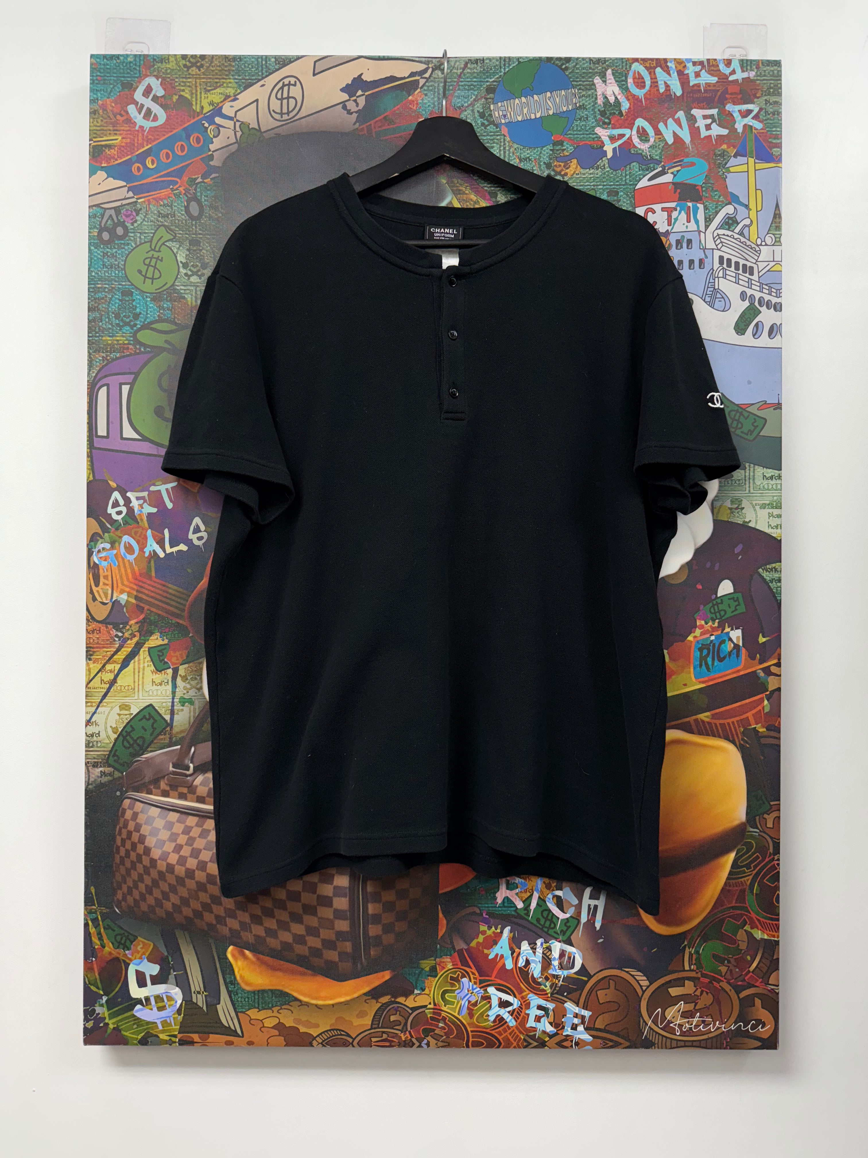 Chanel Black Uniform Henley Tee