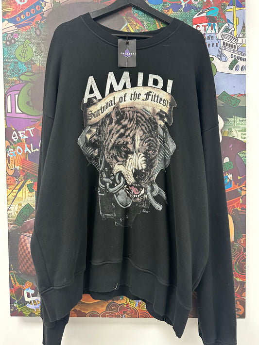 Amiri Survival Distressed Crewneck Black size:XL Used