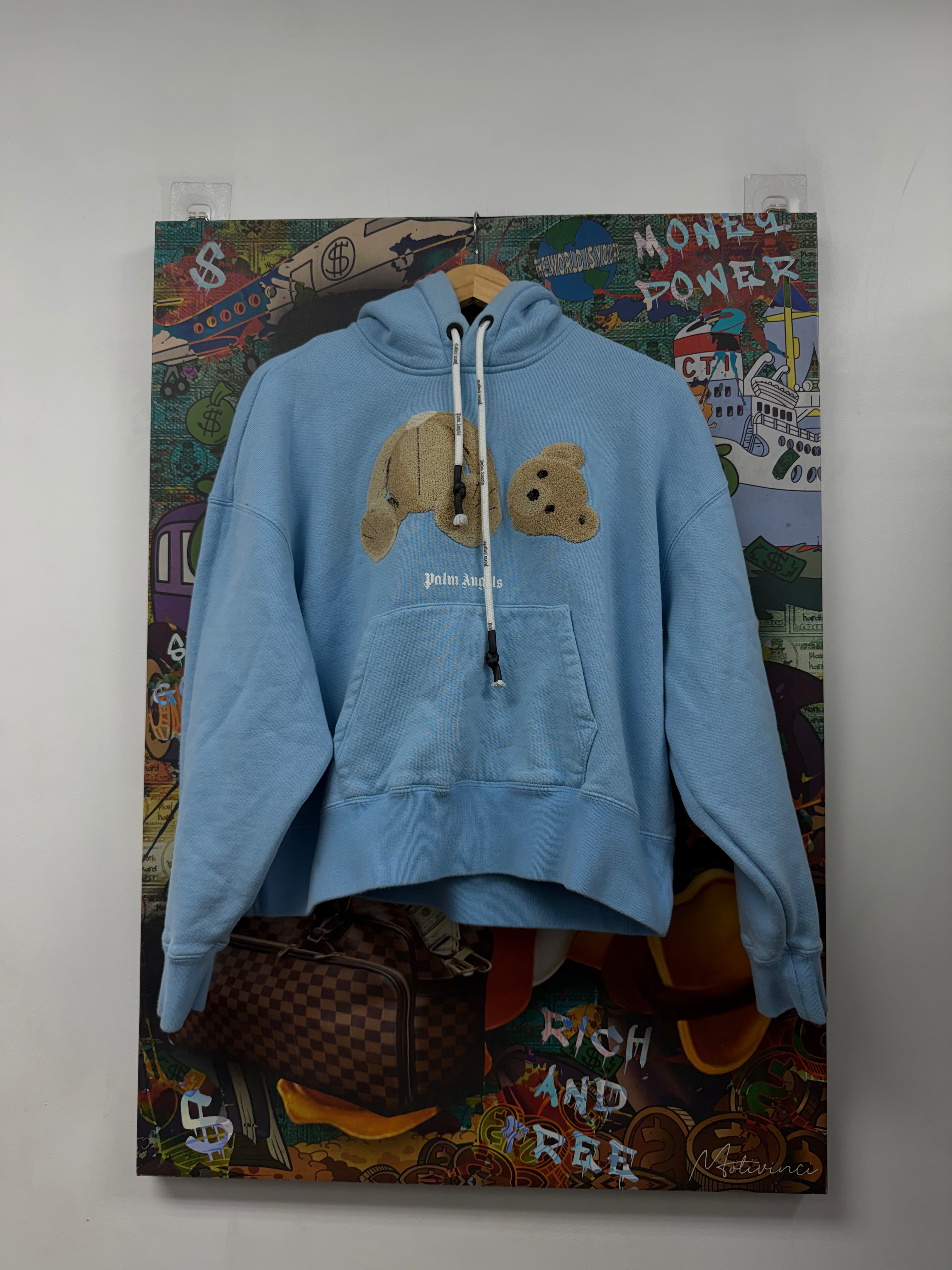 Palm Angels Baby Blue Teddy Bear Hoodie