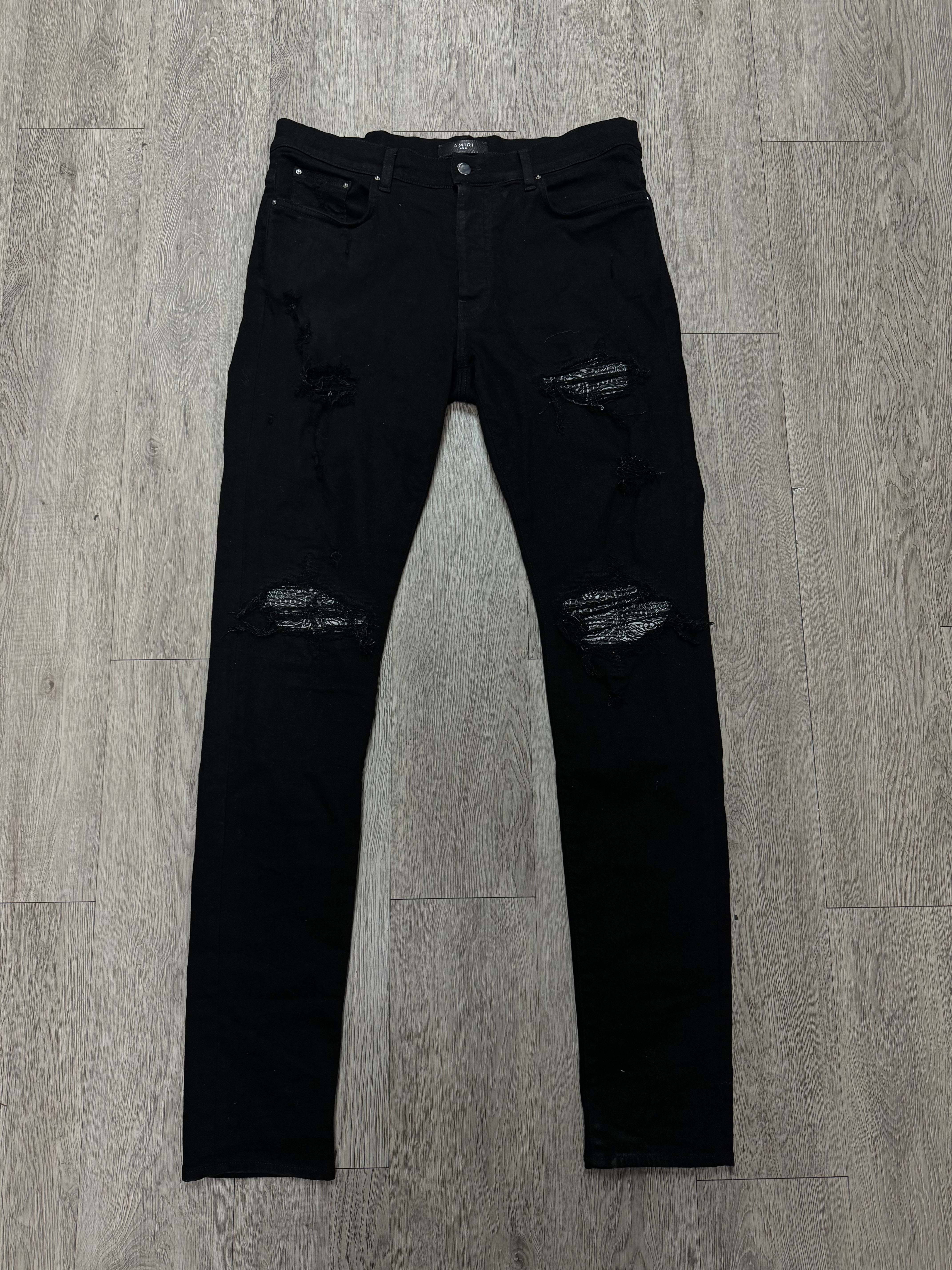Amiri Black Paisley Patch MX1 Jeans