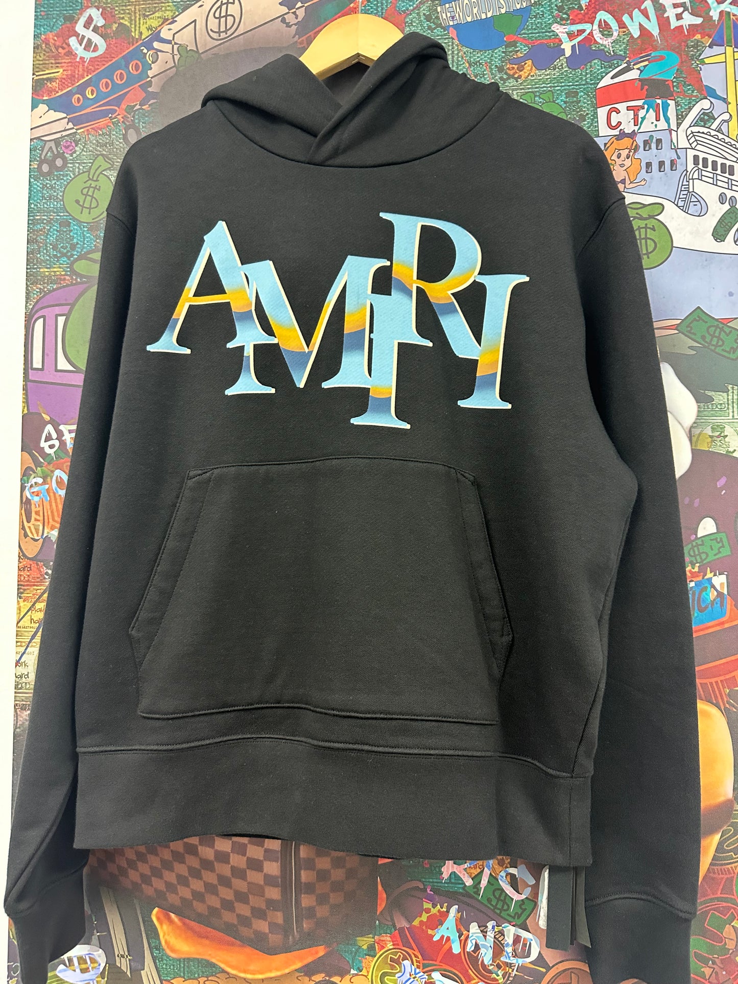 Amiri Chrome Staggered Logo Hoodie New Medium