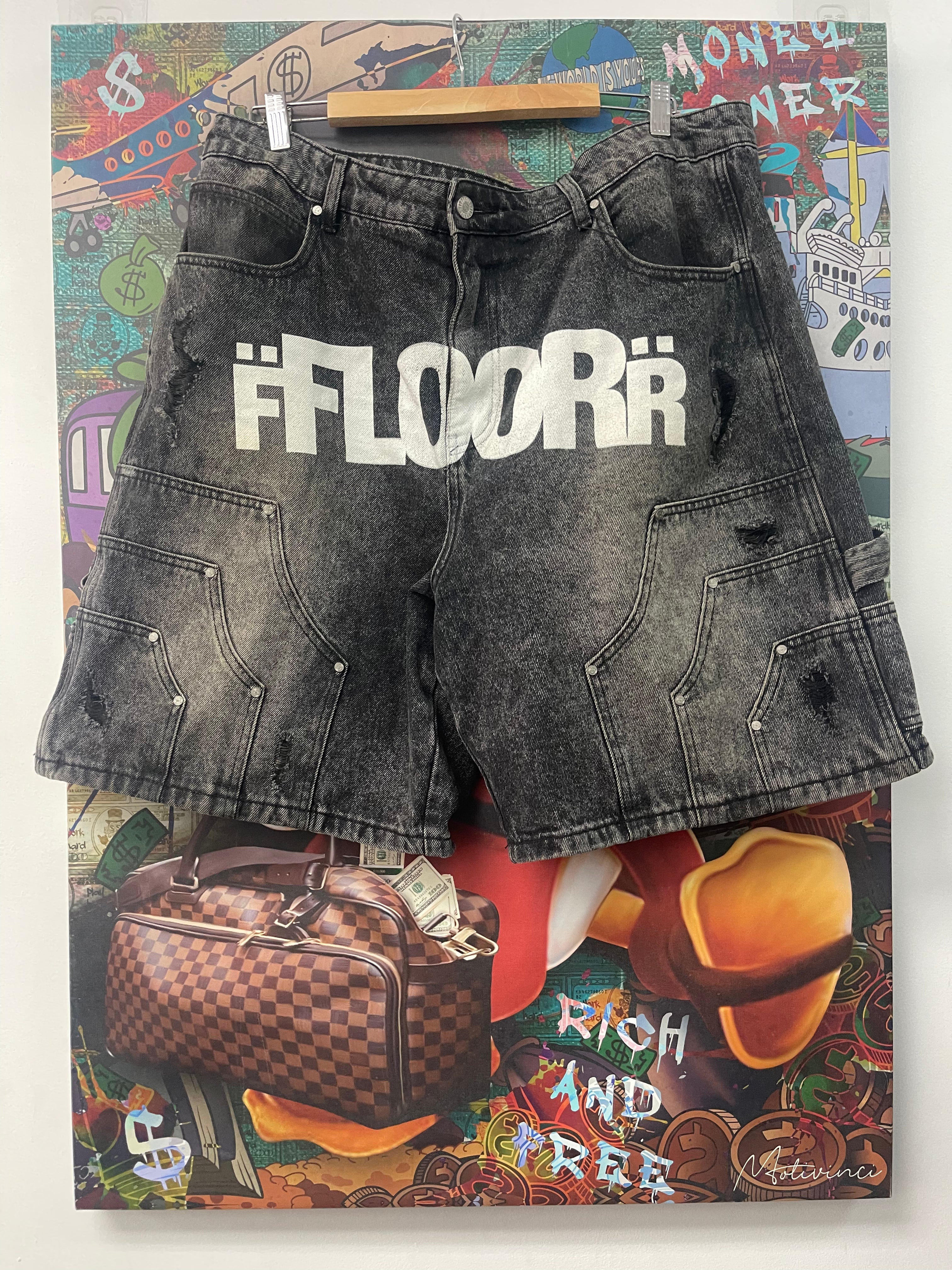Floor914 Black Logo Shorts