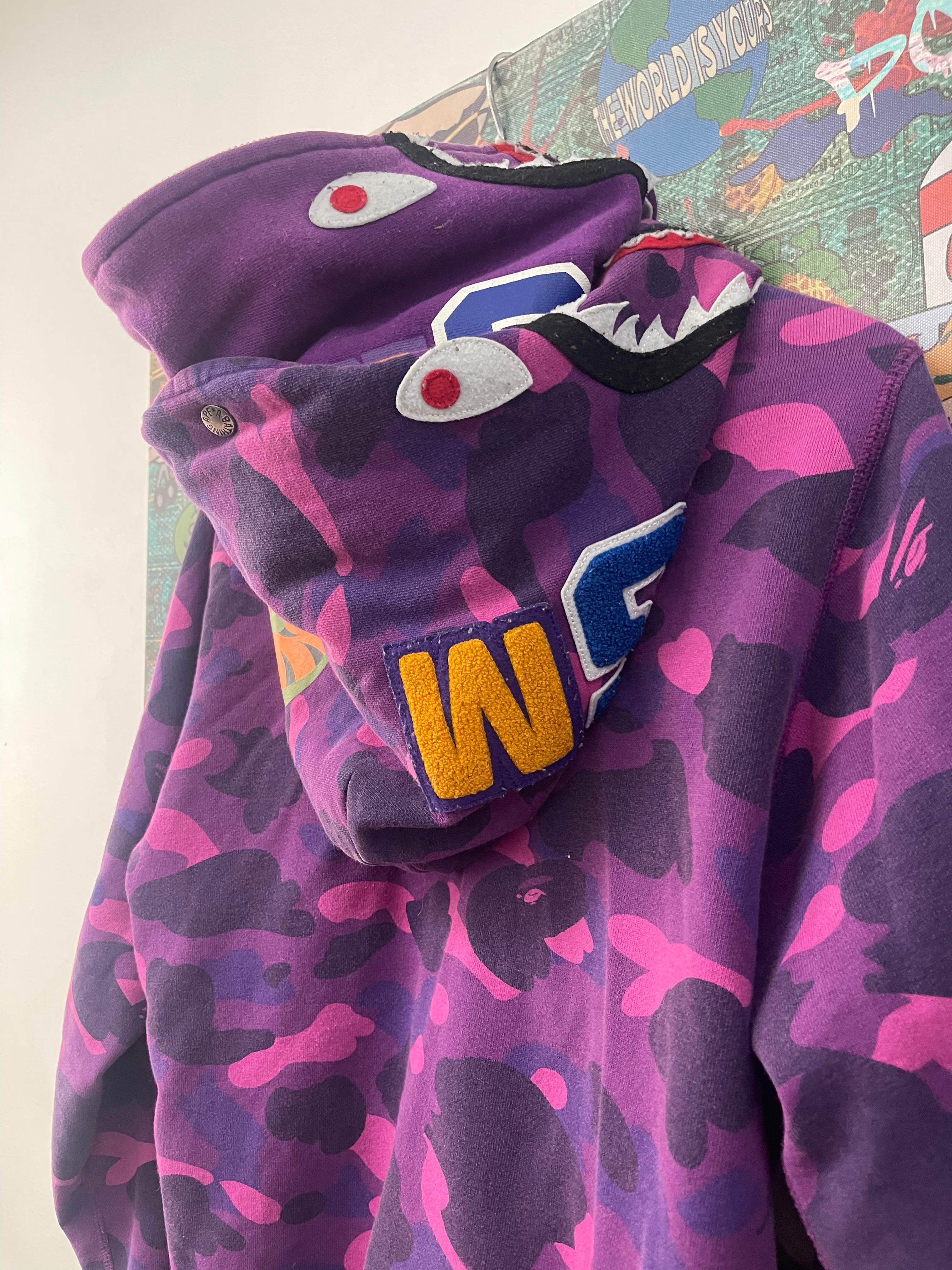 Bape Purple Camo Double Hooded Zip Up Hoodie