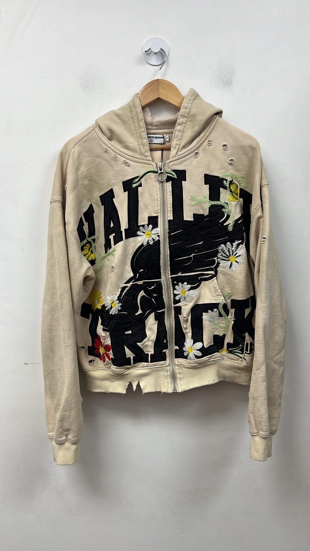 Vale Racer Cream Zip Up Hoodie