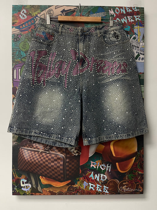 Vale Blue Iced Out Jorts Shorts