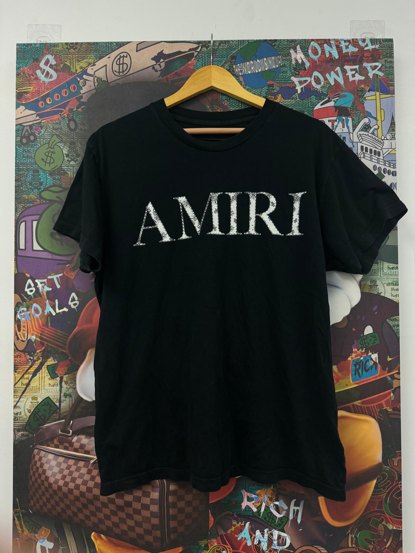 Amiri Core Logo Tee Black White Paisley Used XS N/A