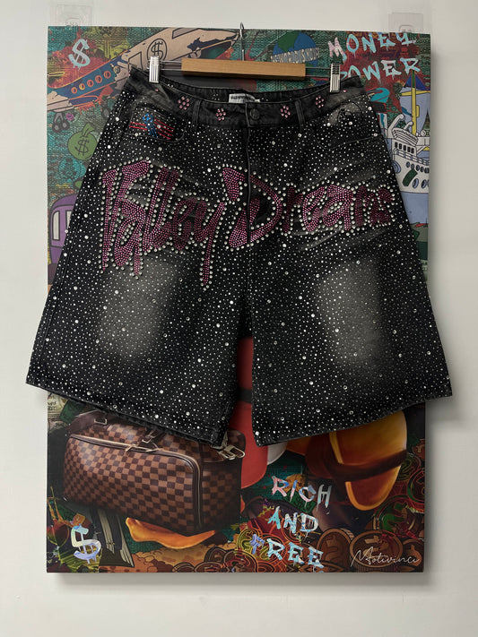 Vale Black Iced Out Jorts Shorts