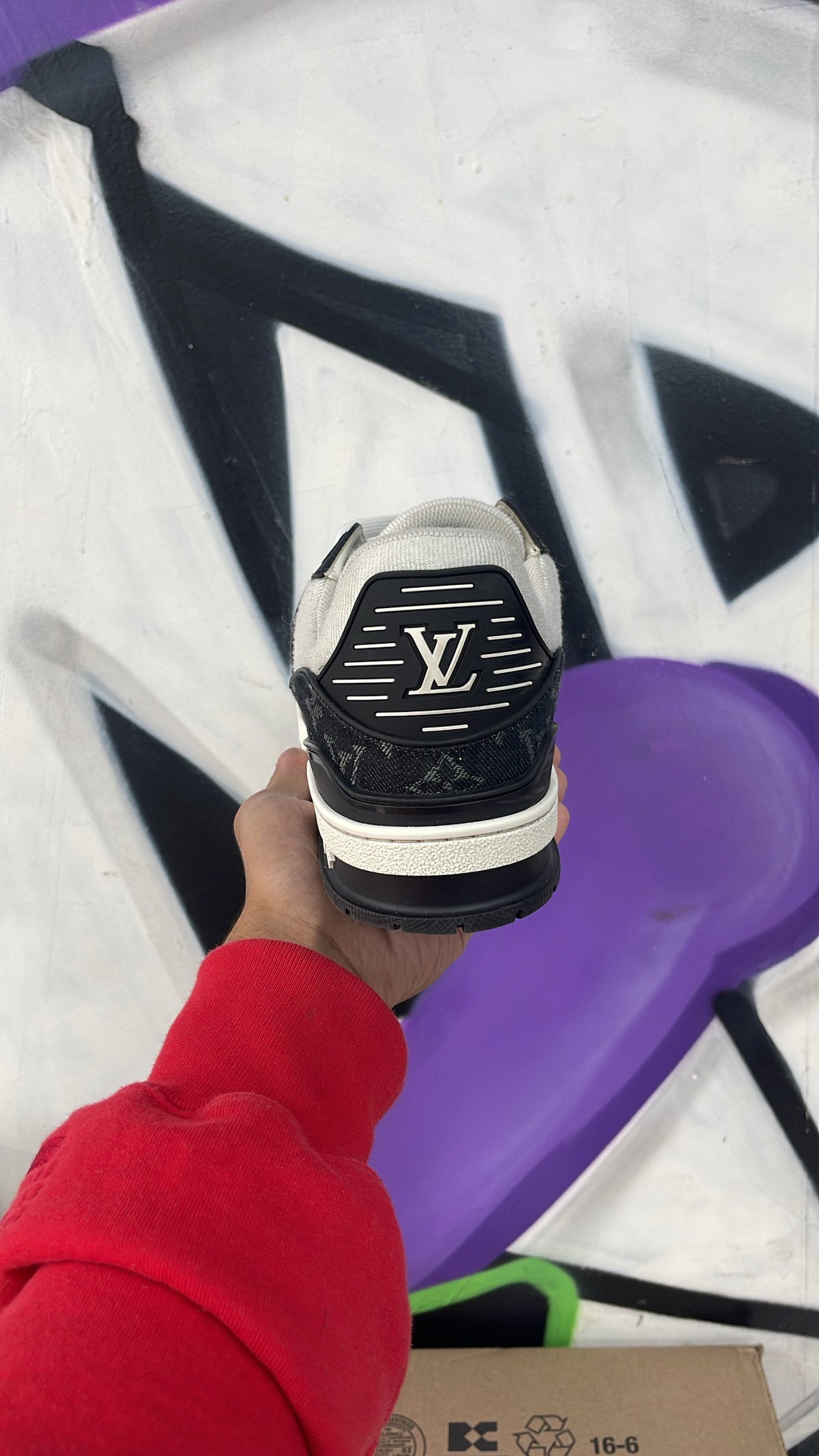 Louis Vuitton Black White Monogram Trainer Sneakers