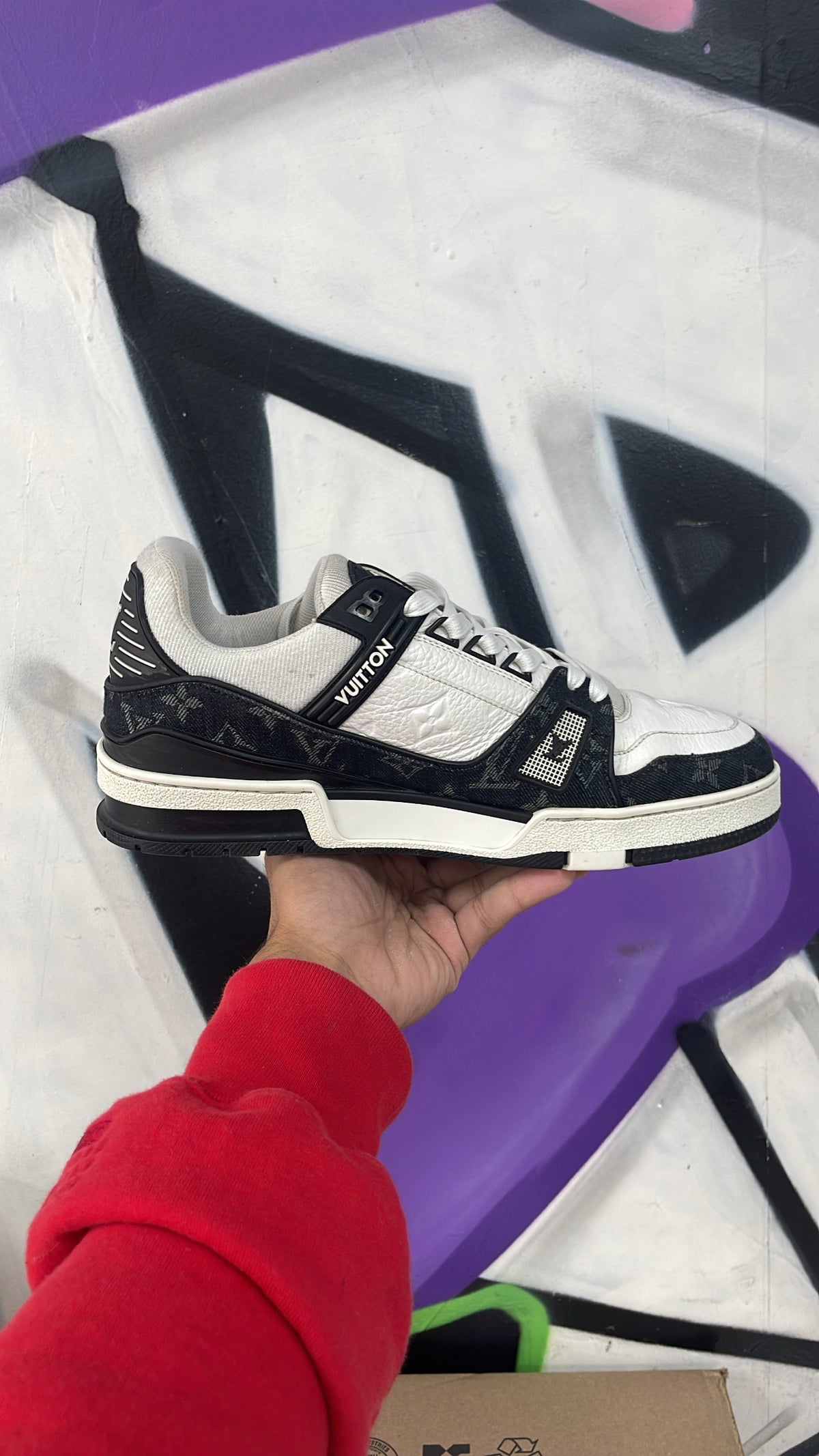 Louis Vuitton Black White Monogram Trainer Sneakers