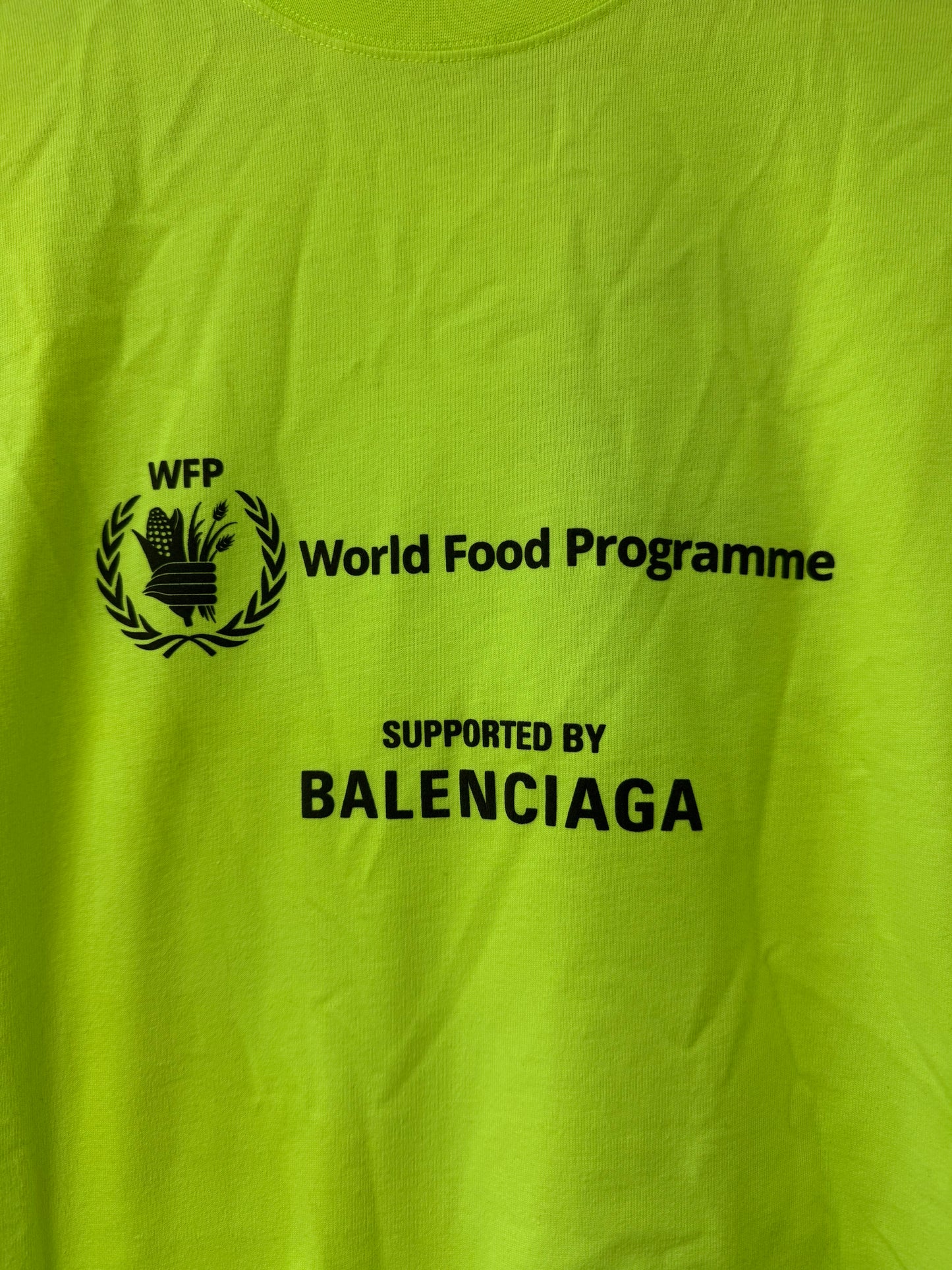 Balenciaga World Food Programme Lime Tee New With Tags