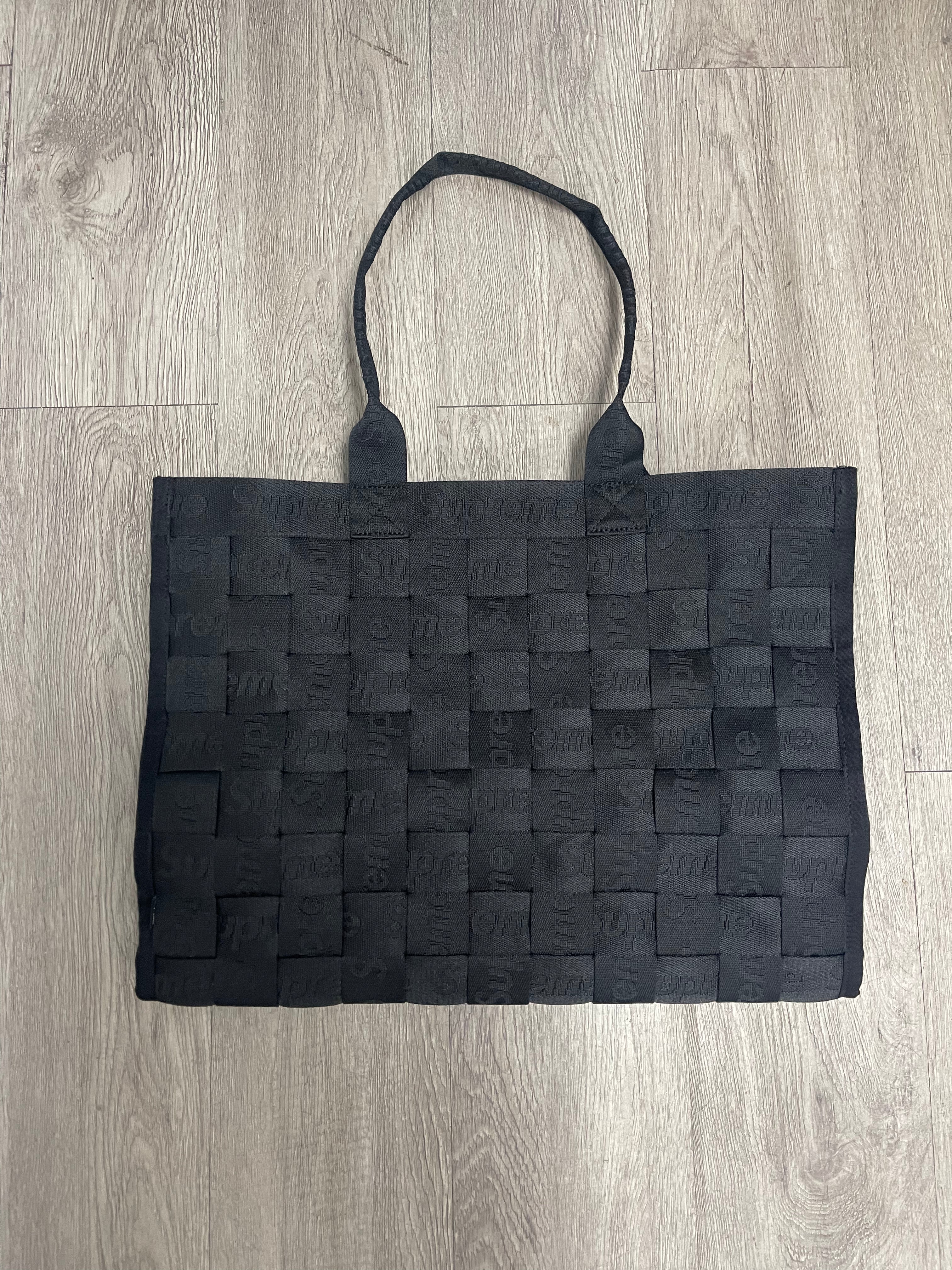 Supreme Black Woven Tote Bag