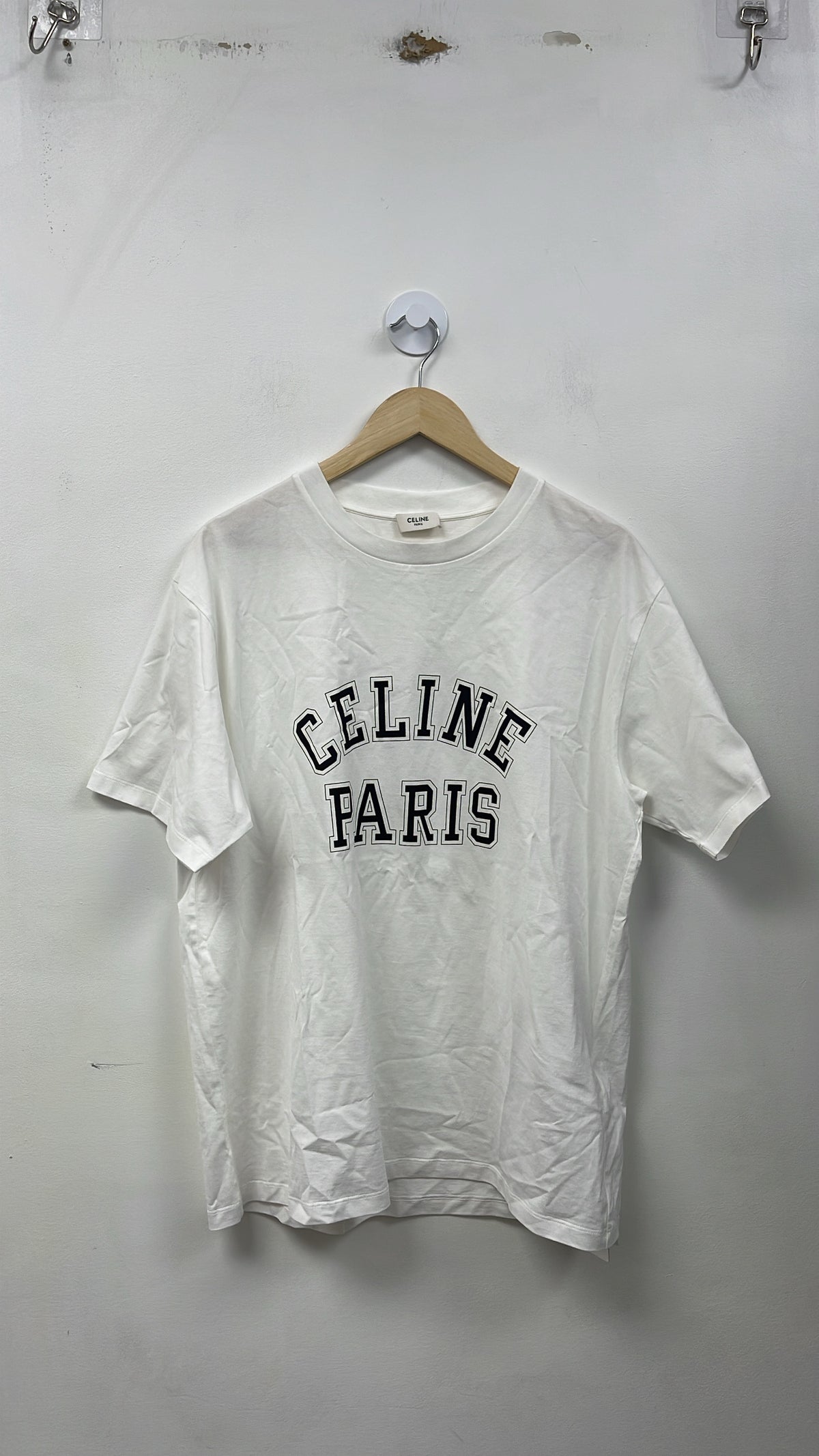 Celine White Black Paris Logo Tee