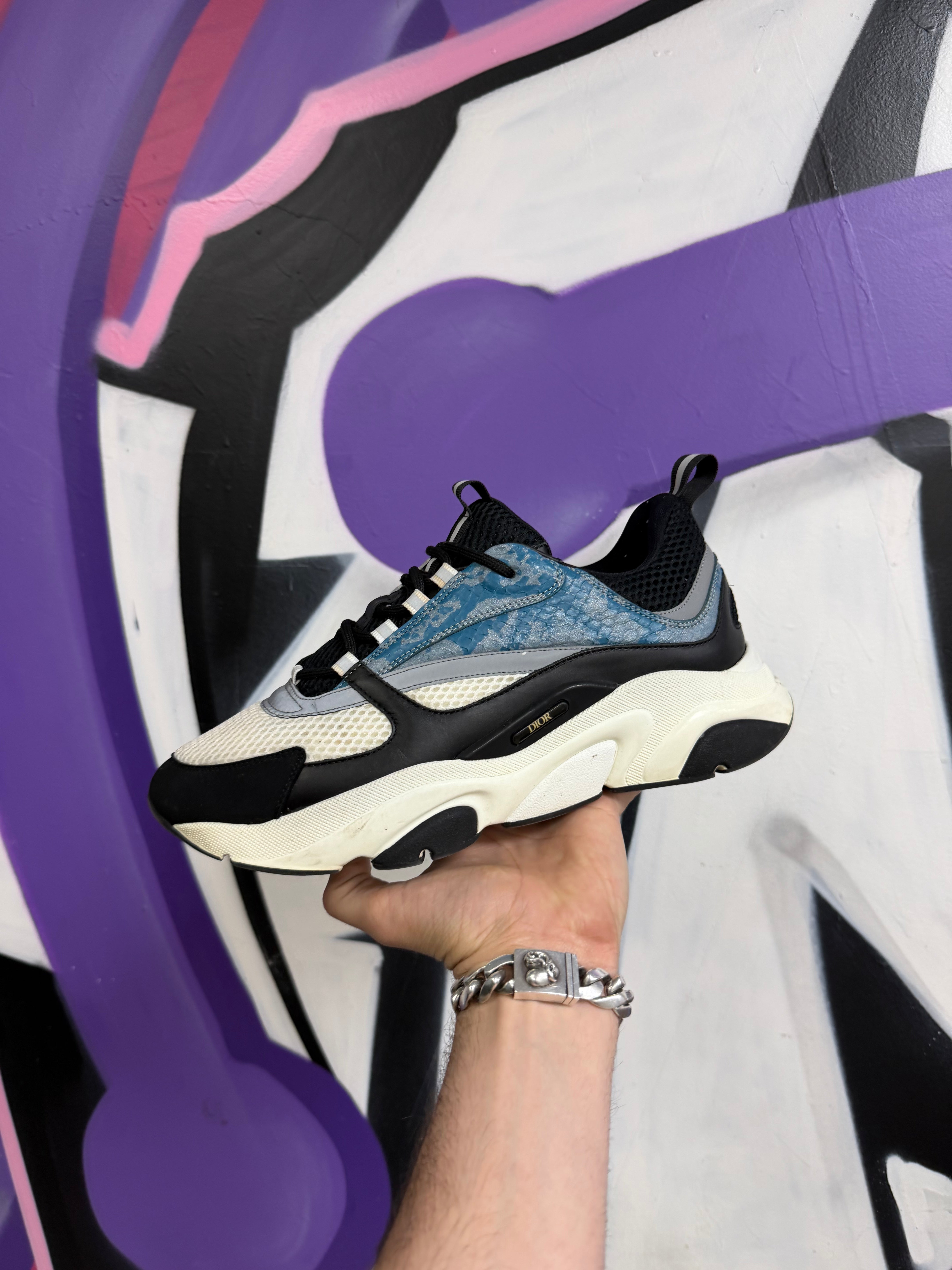 Dior B22 Blue Snakekin Sneakers