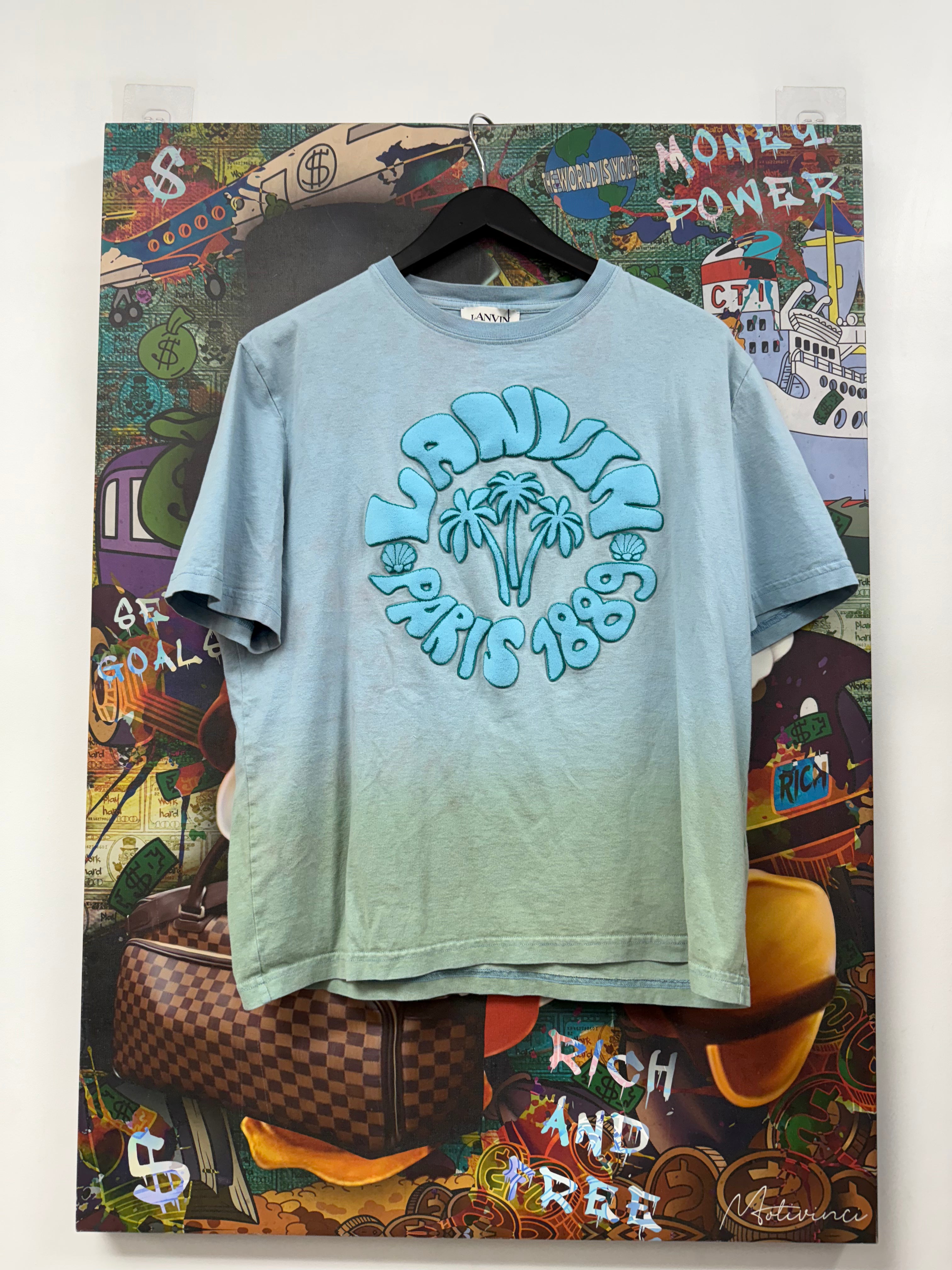 Lanvin Blue Green Gradient Palm Tree Tee