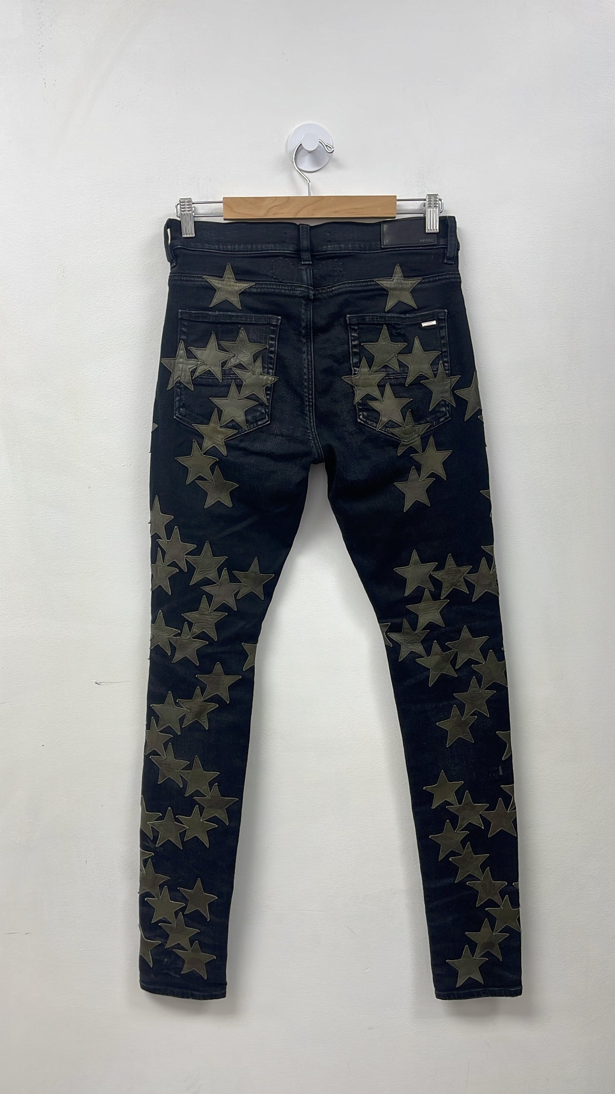 Amiri Black Wash Chemist Camo Stars Jeans