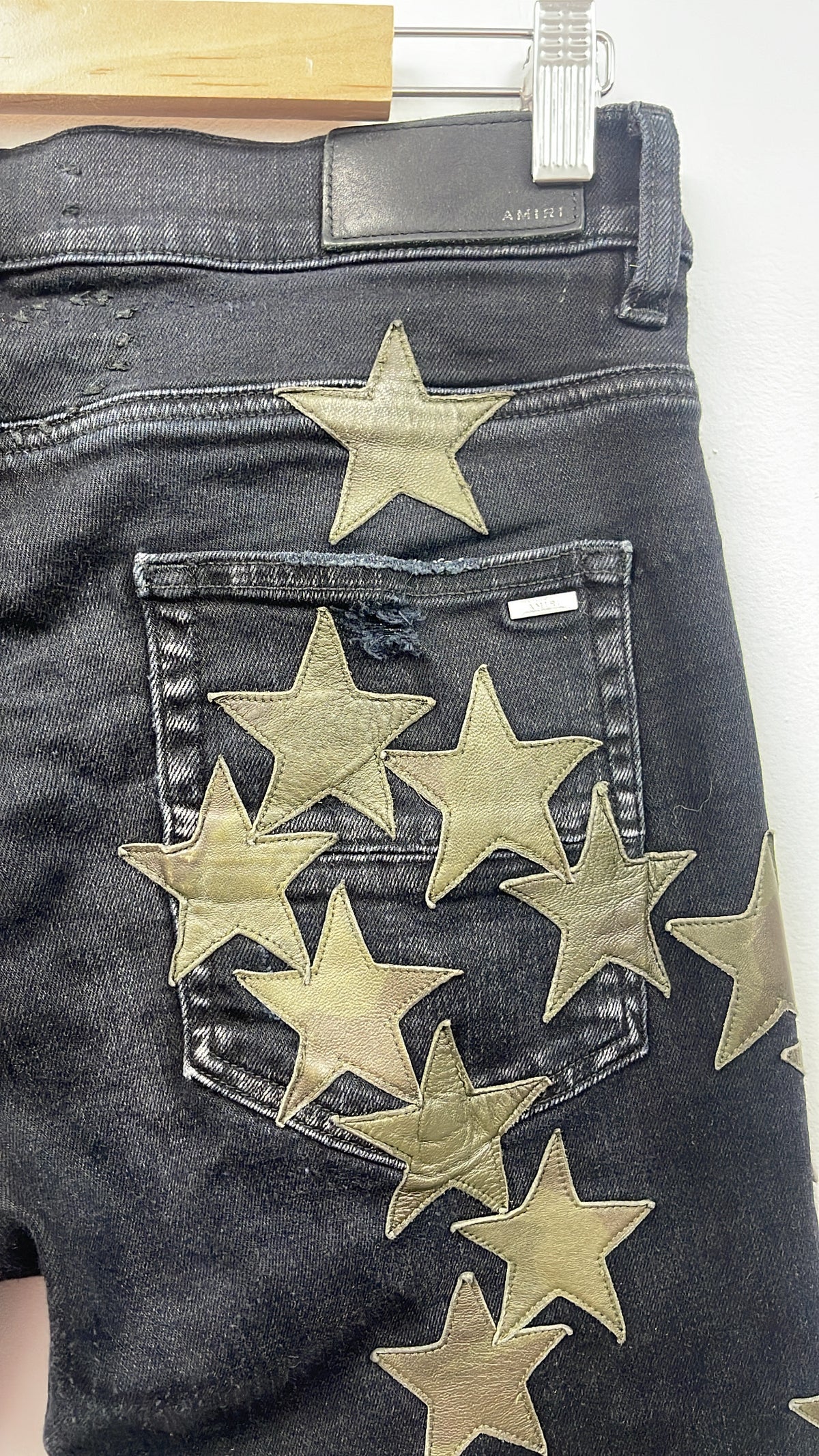 Amiri Black Wash Chemist Camo Stars Jeans