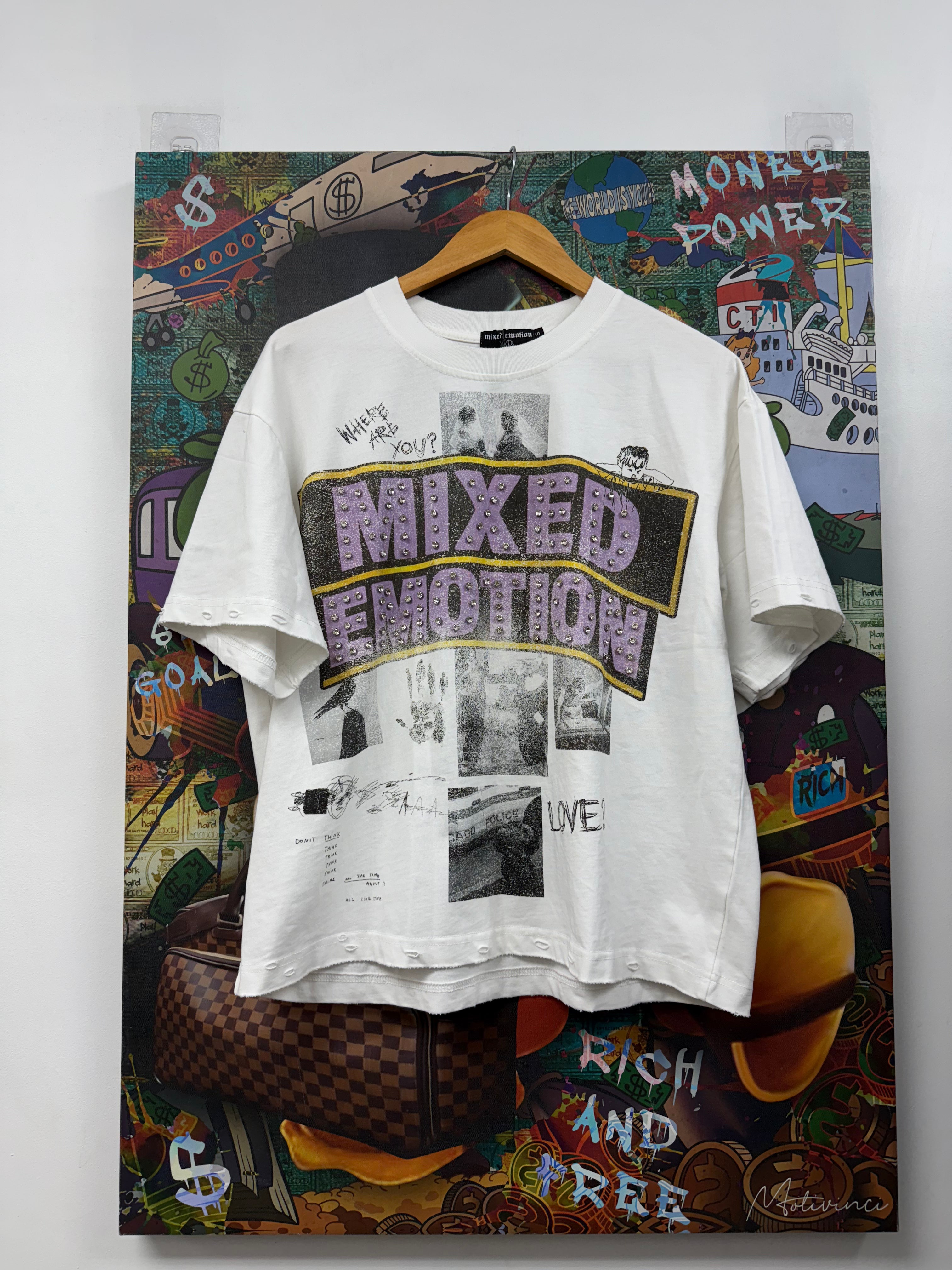 Mixed Emotions White Lost Identity Rhinestone Tee