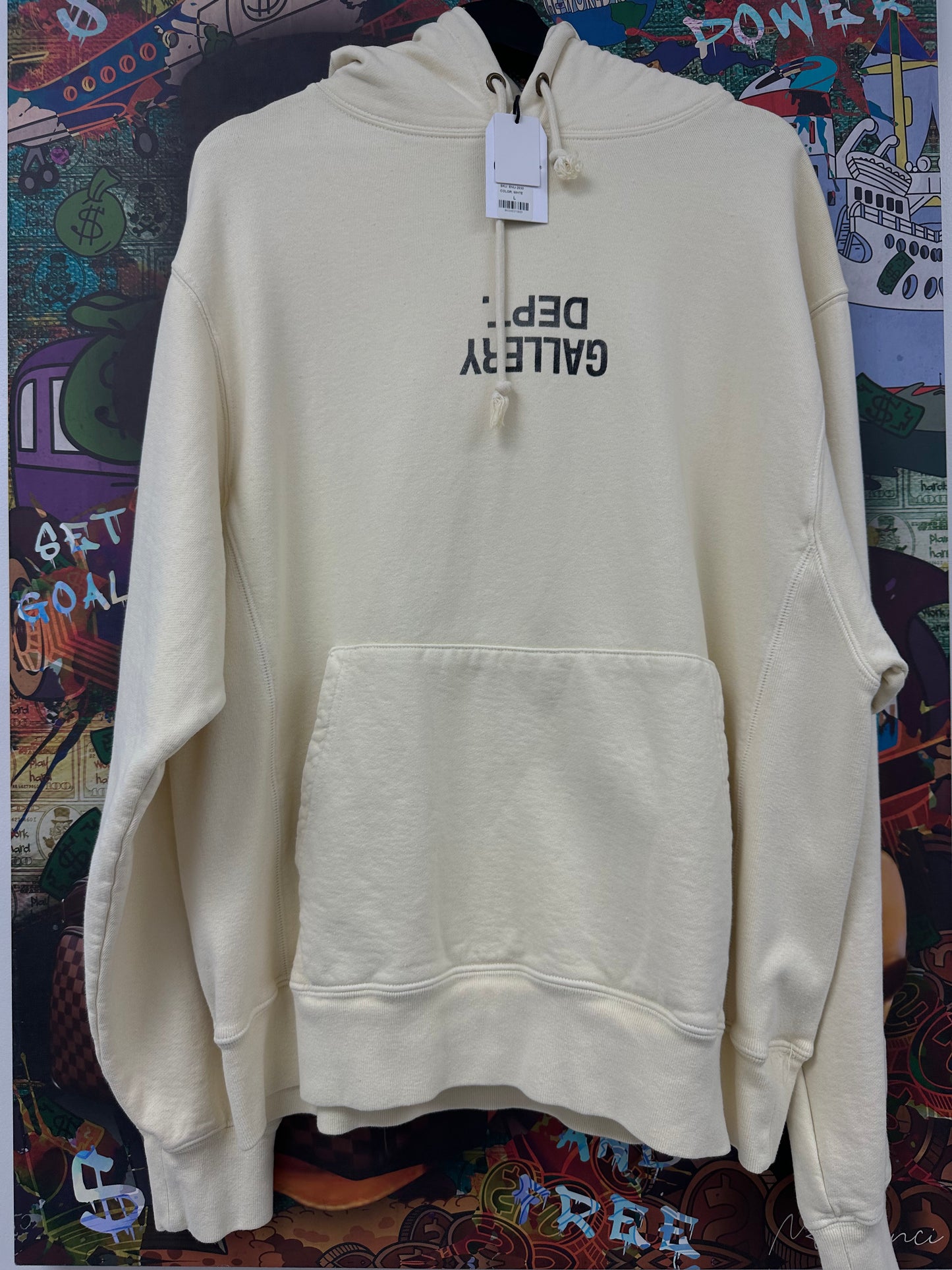 Gallery Dept Hoodie Cream Reverse Logo Large New