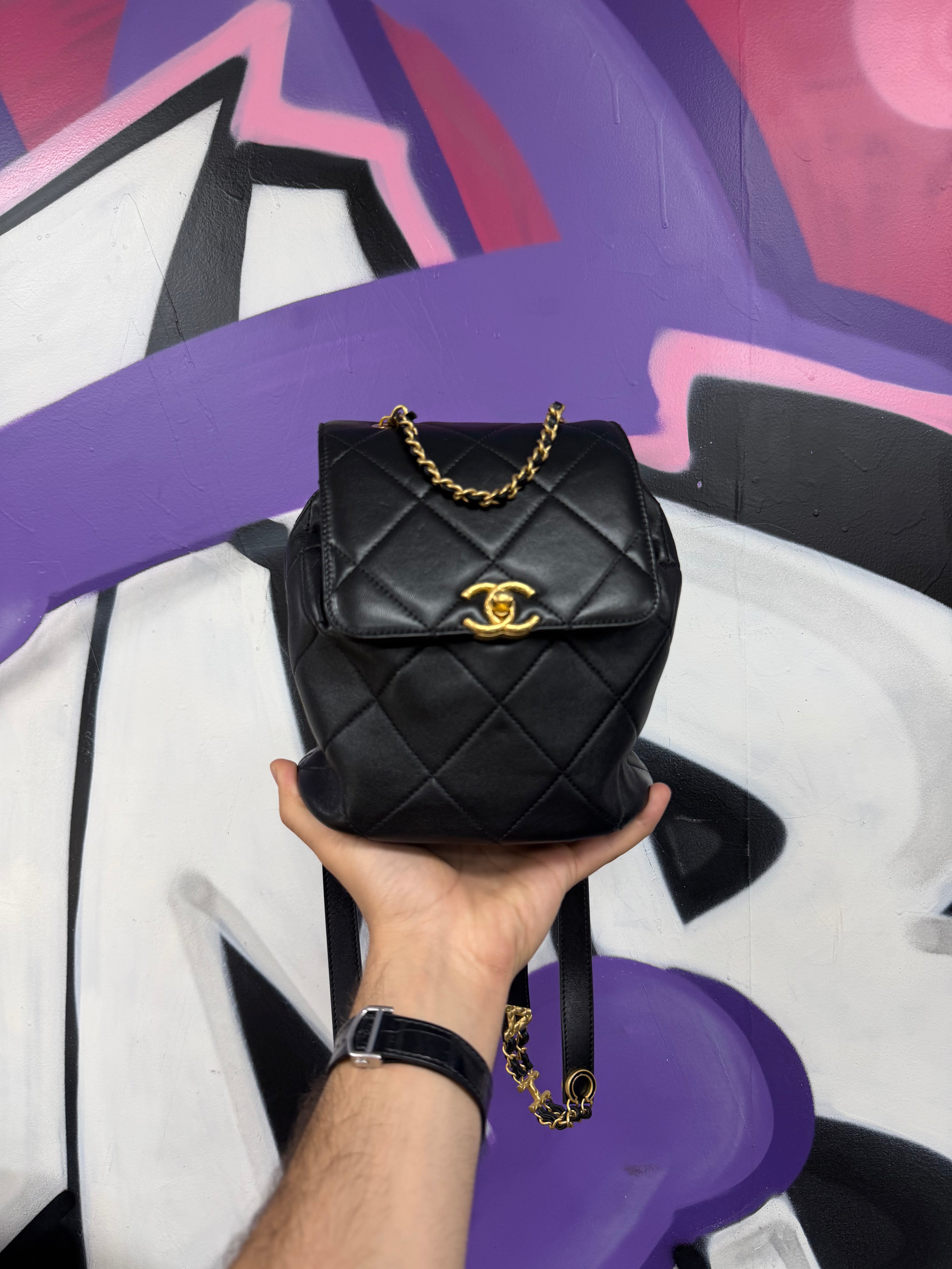 Chanel Black Quilted Lambskin Backpack