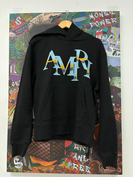 Amiri Chrome Staggered Hoodie Black New Small With Tags