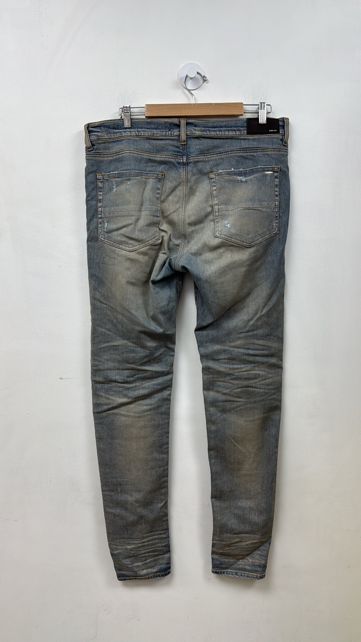 Amiri MX1 Black Black Leather Patch Jeans