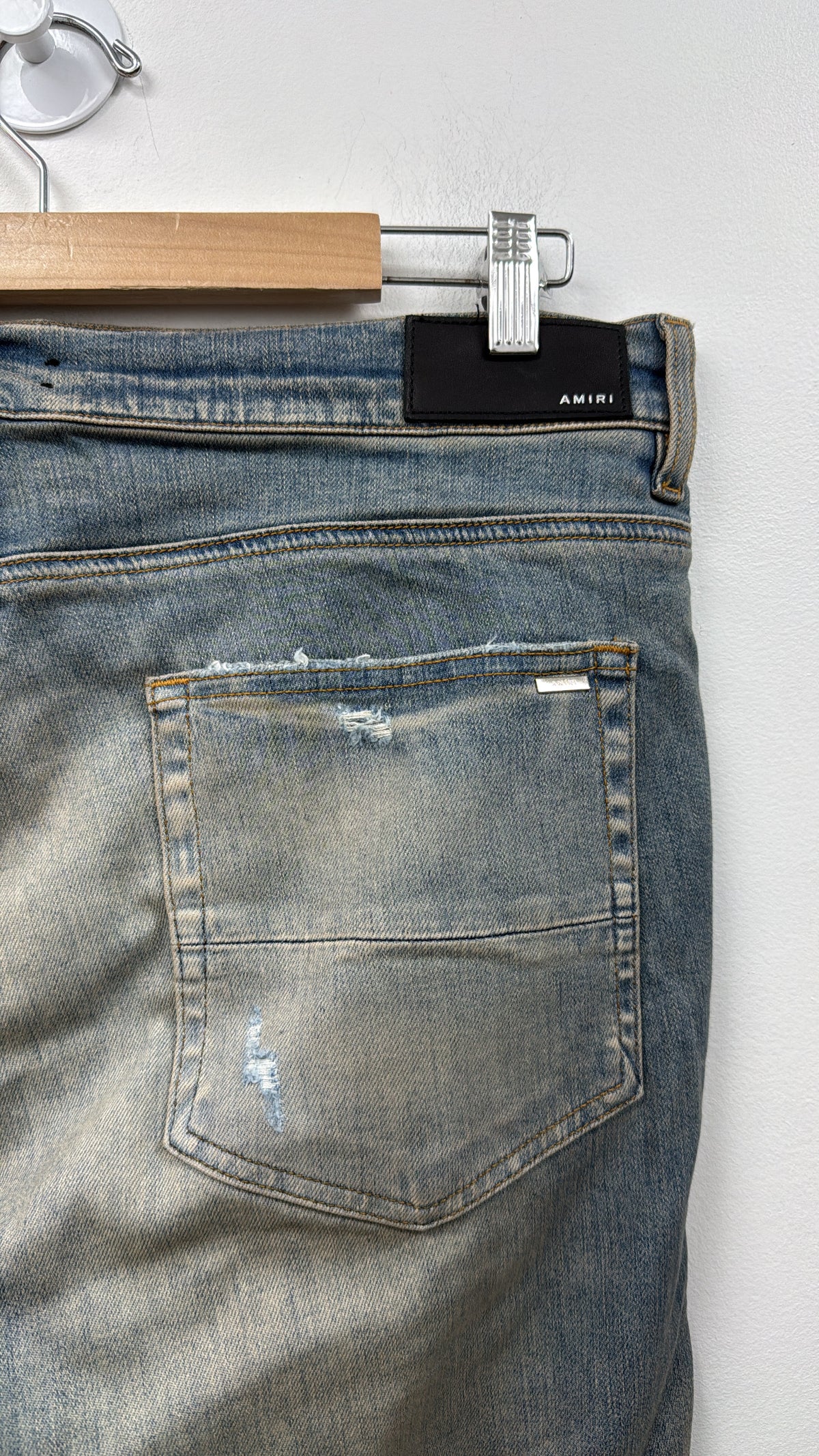 Amiri MX1 Black Black Leather Patch Jeans