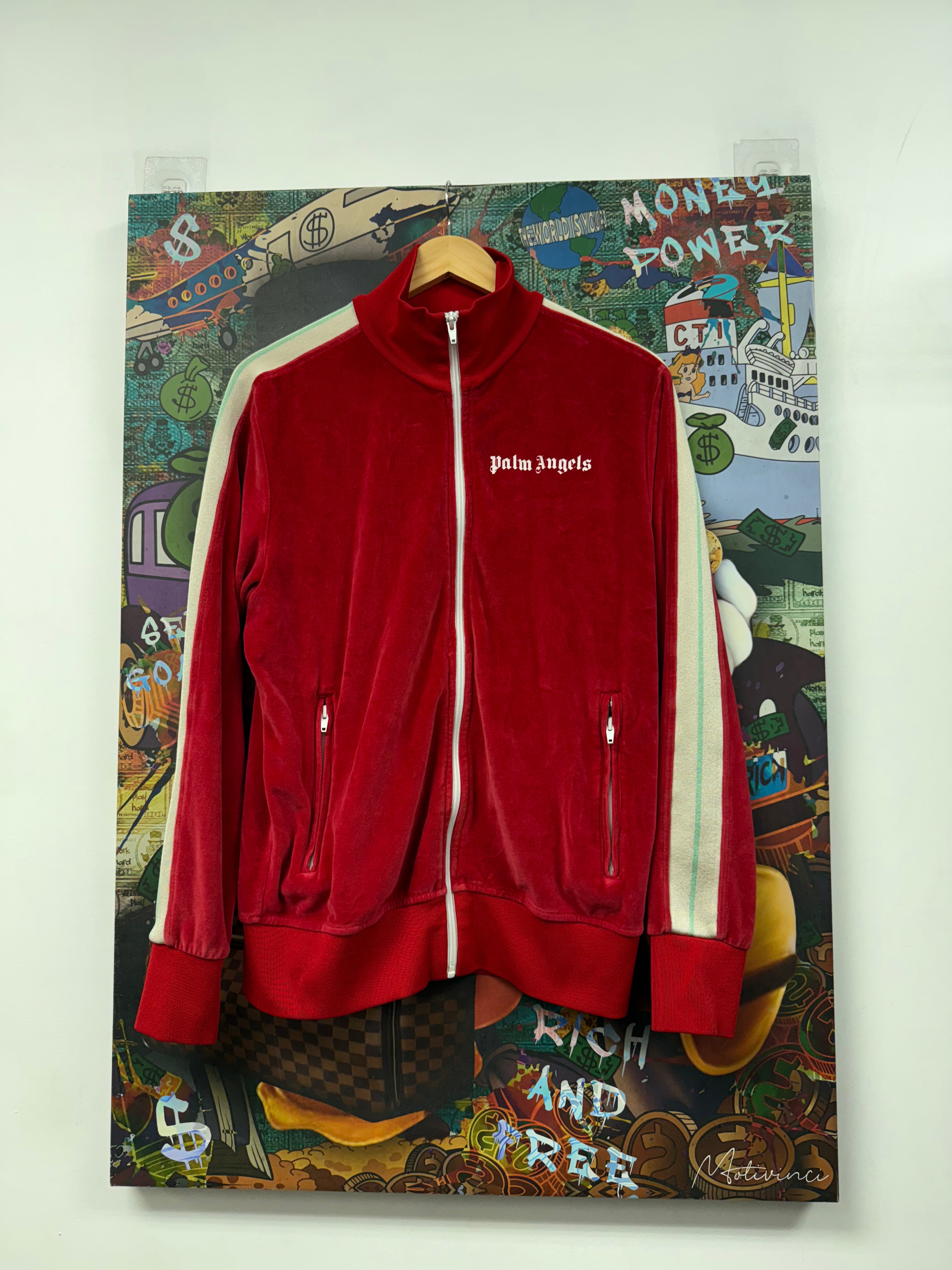 Palm Angels Velour Red Tan Hoodie