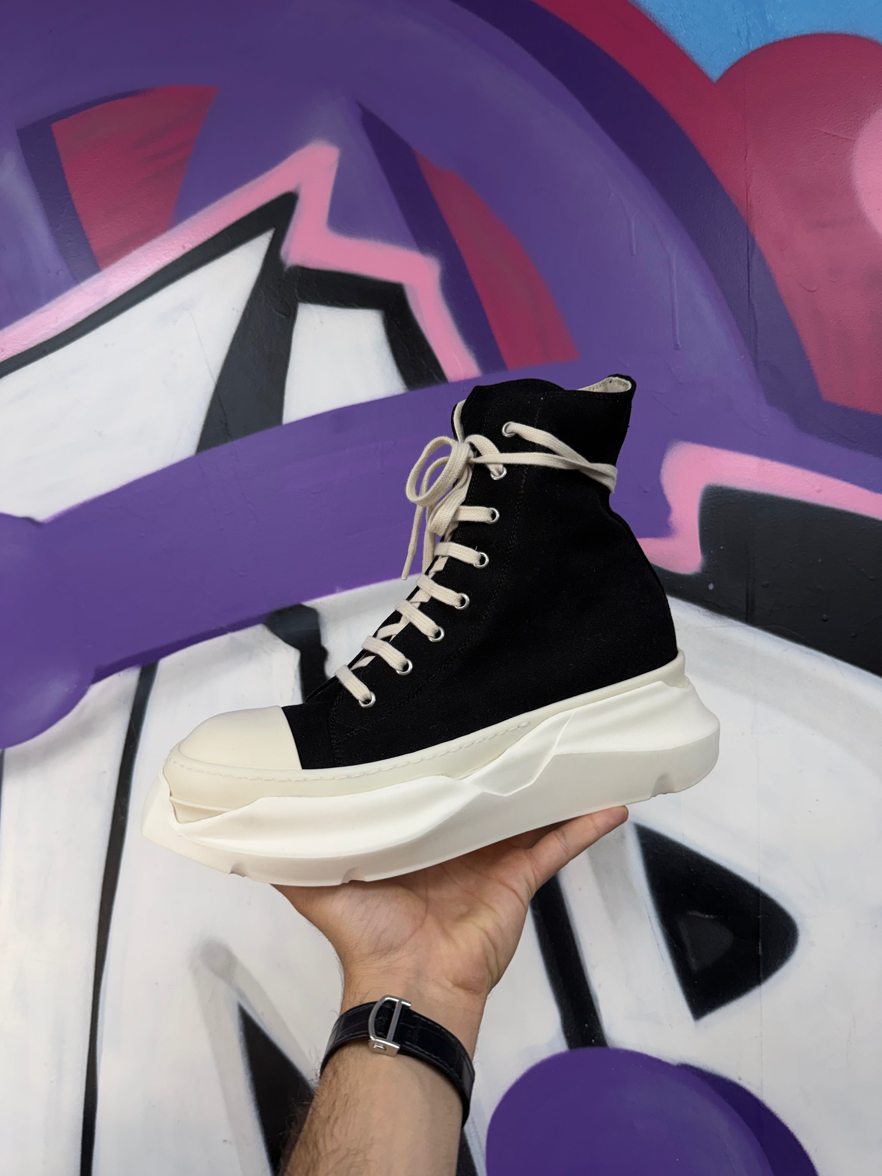 Rick Owens Black Abstract Hi Sneakers