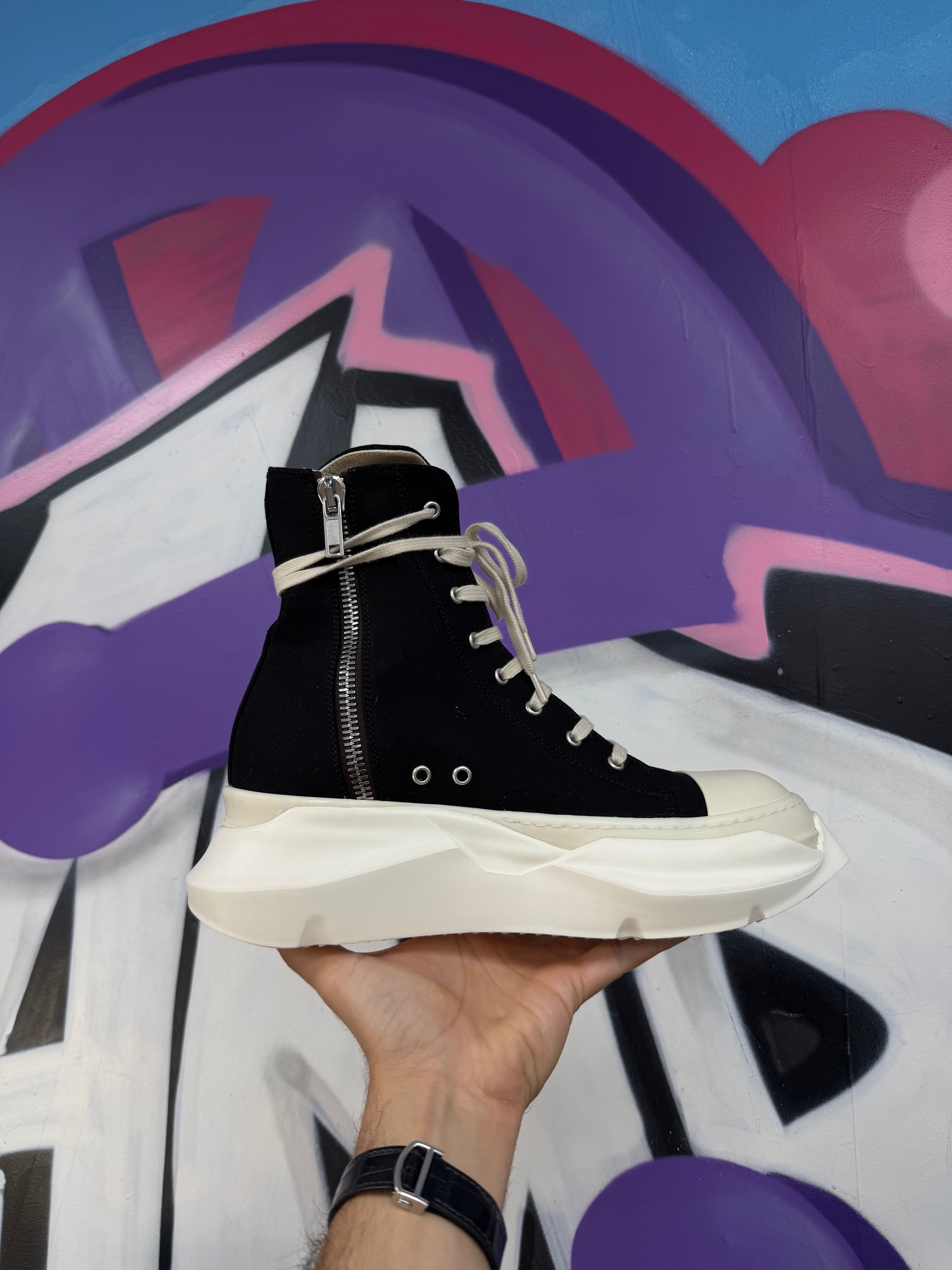 Rick Owens Black Abstract Hi Sneakers