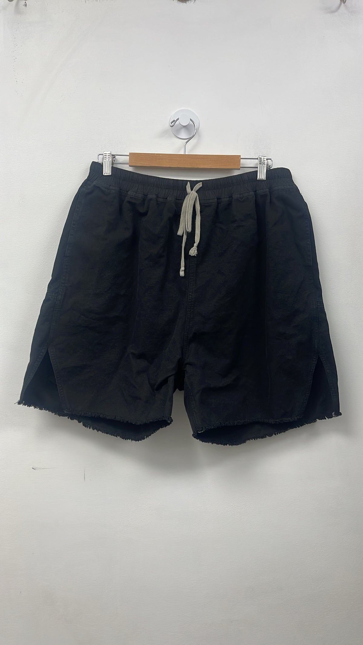 Rick Owens Black Long Boxer Canvas Shorts