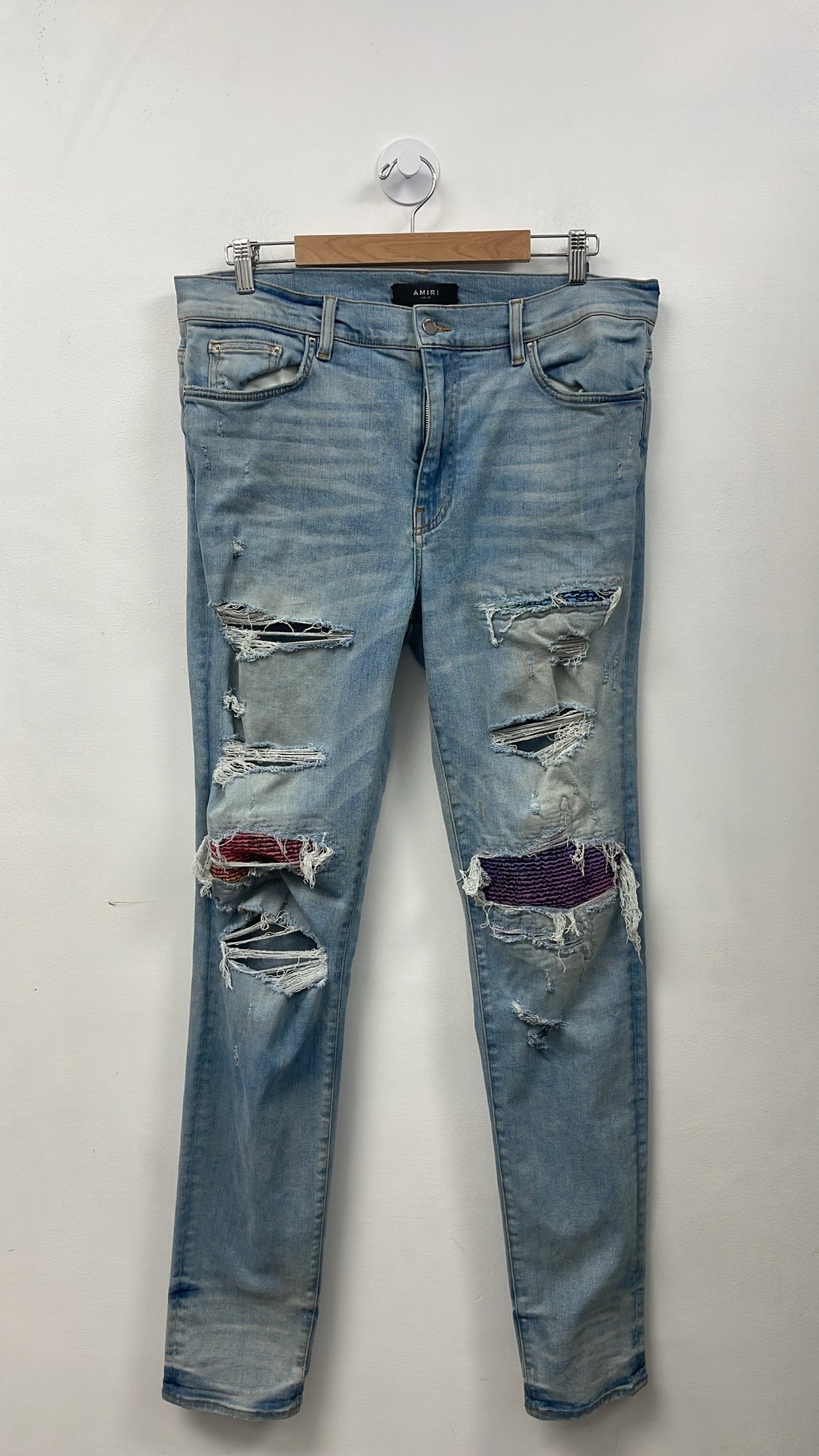 Amiri MX1 Vintage Wash Multi Paisley Patch Jeans