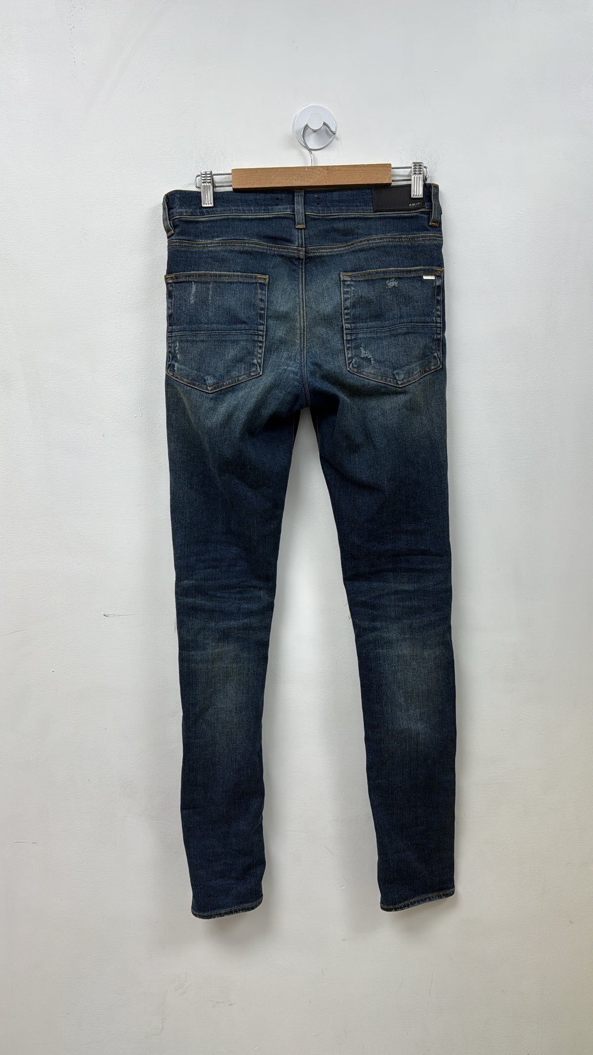 Amiri MX1 Deep Classic Black Leather Patch Jeans