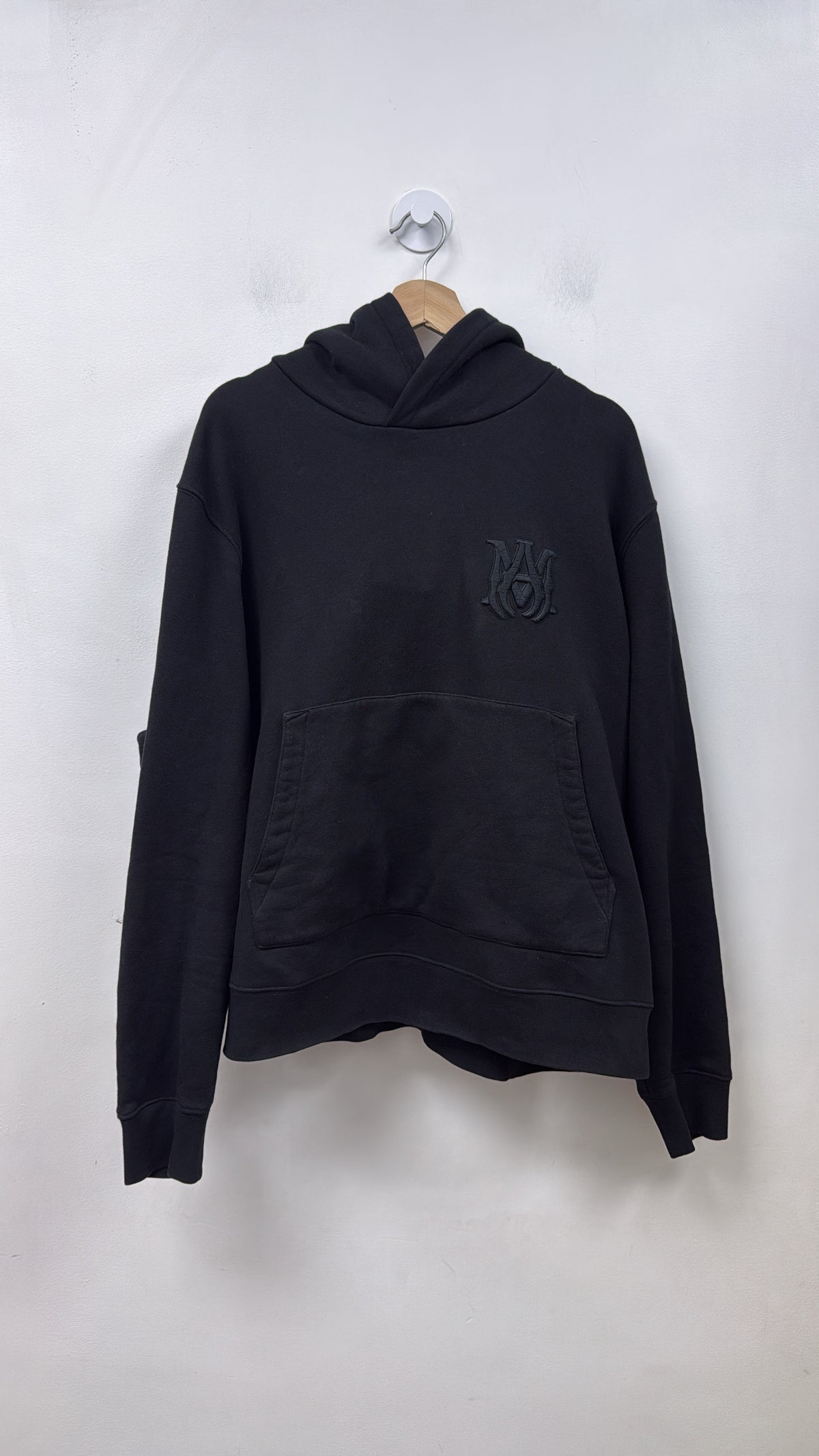 Amiri Black Embroidered Tonal Logo Hoodie