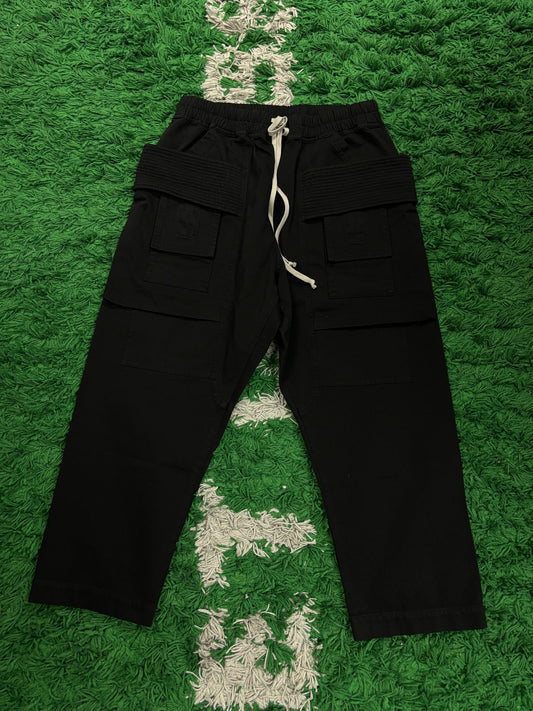 Rick Owens Cargo Pants Black Creatch Dropped New Large With Tags