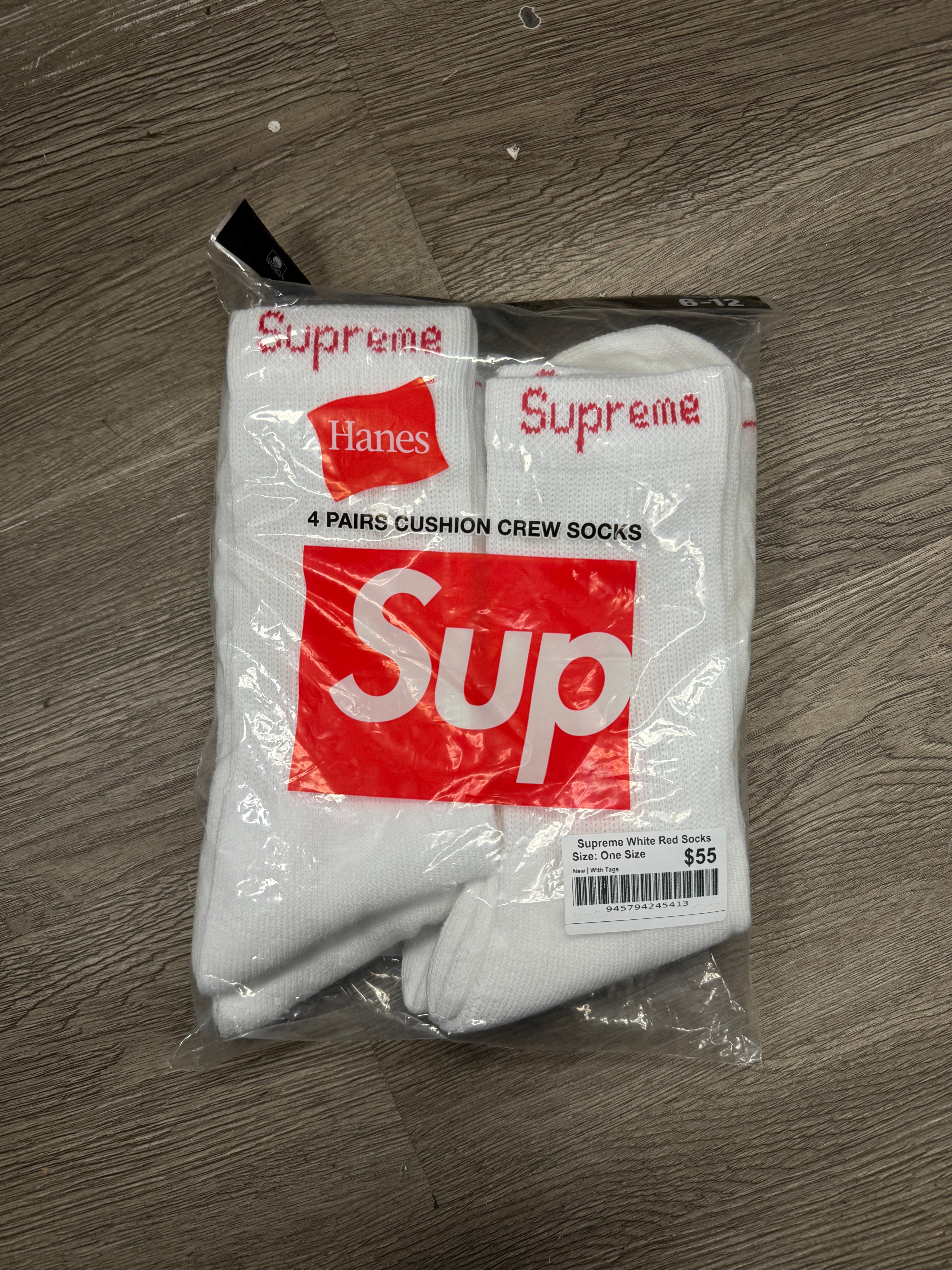 Supreme White Red Socks