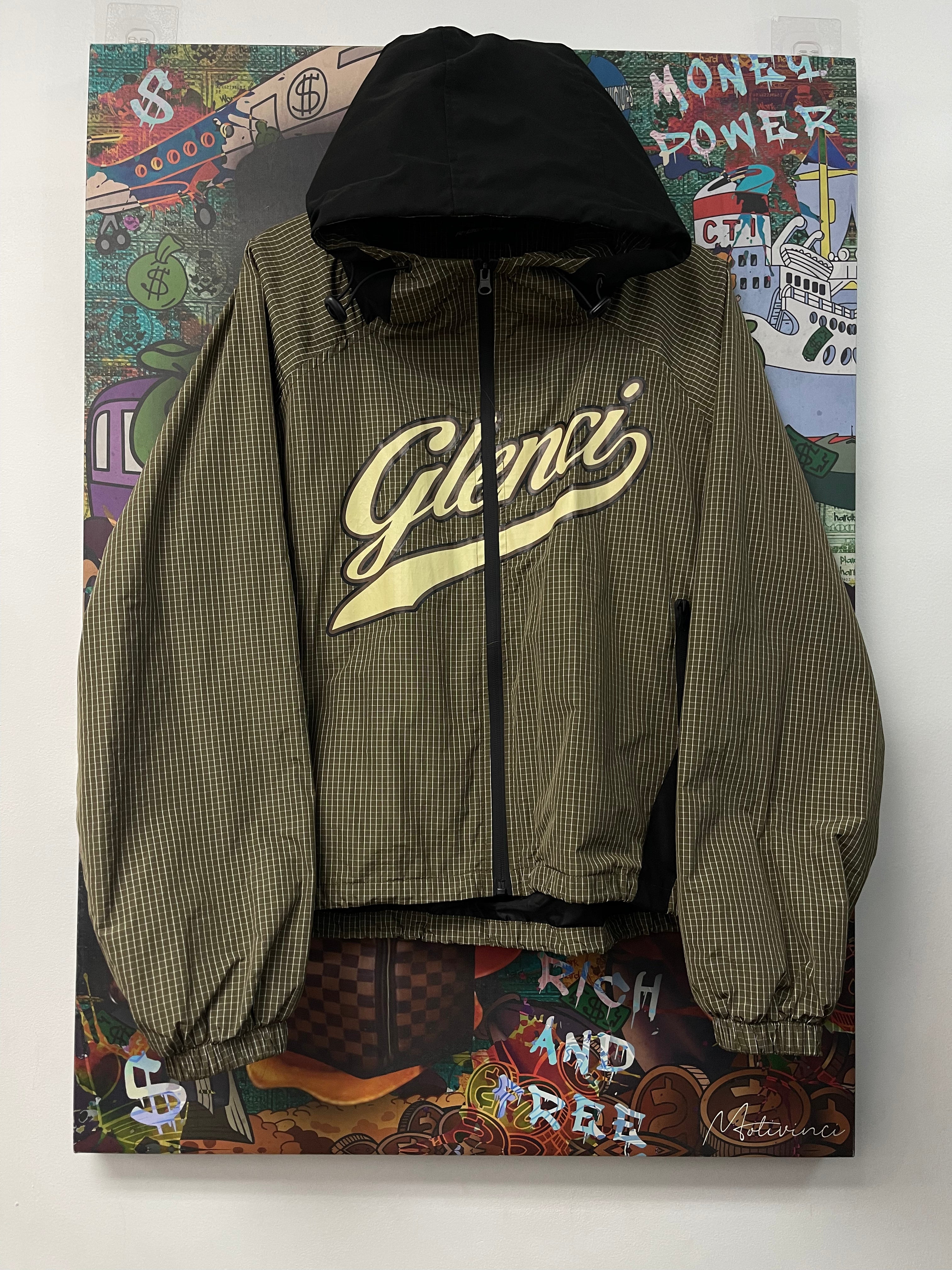 GV glenci Plaid Brown Windbreaker Track Jacket