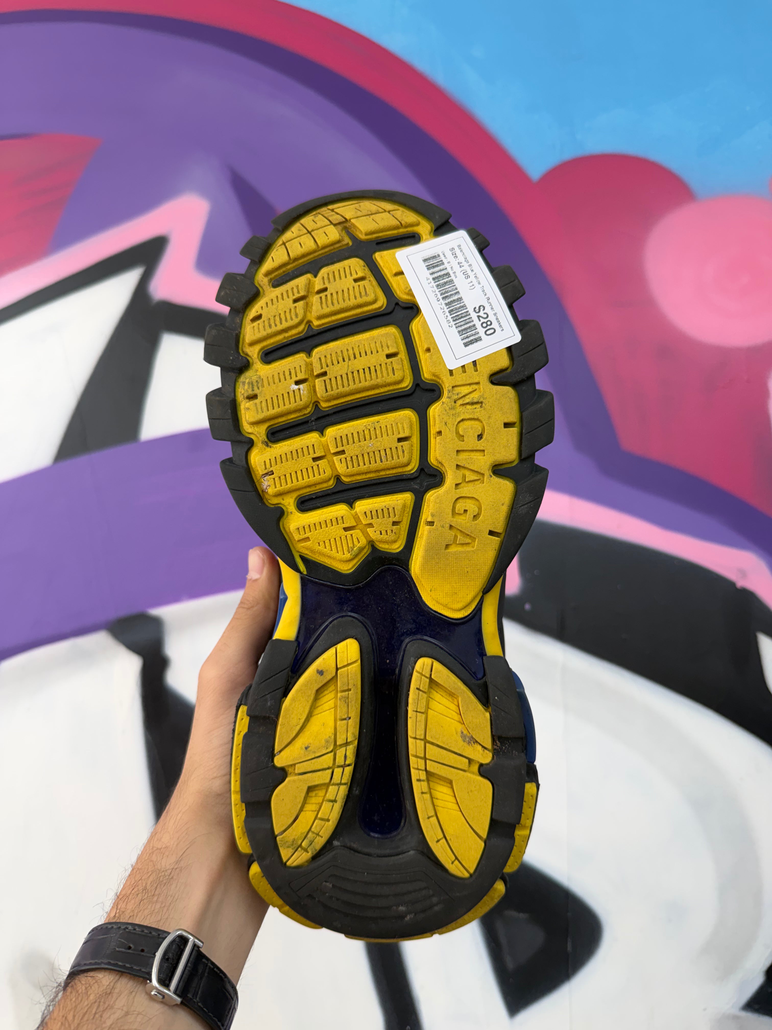 Balenciaga Blue Yellow Track Runner Sneakers