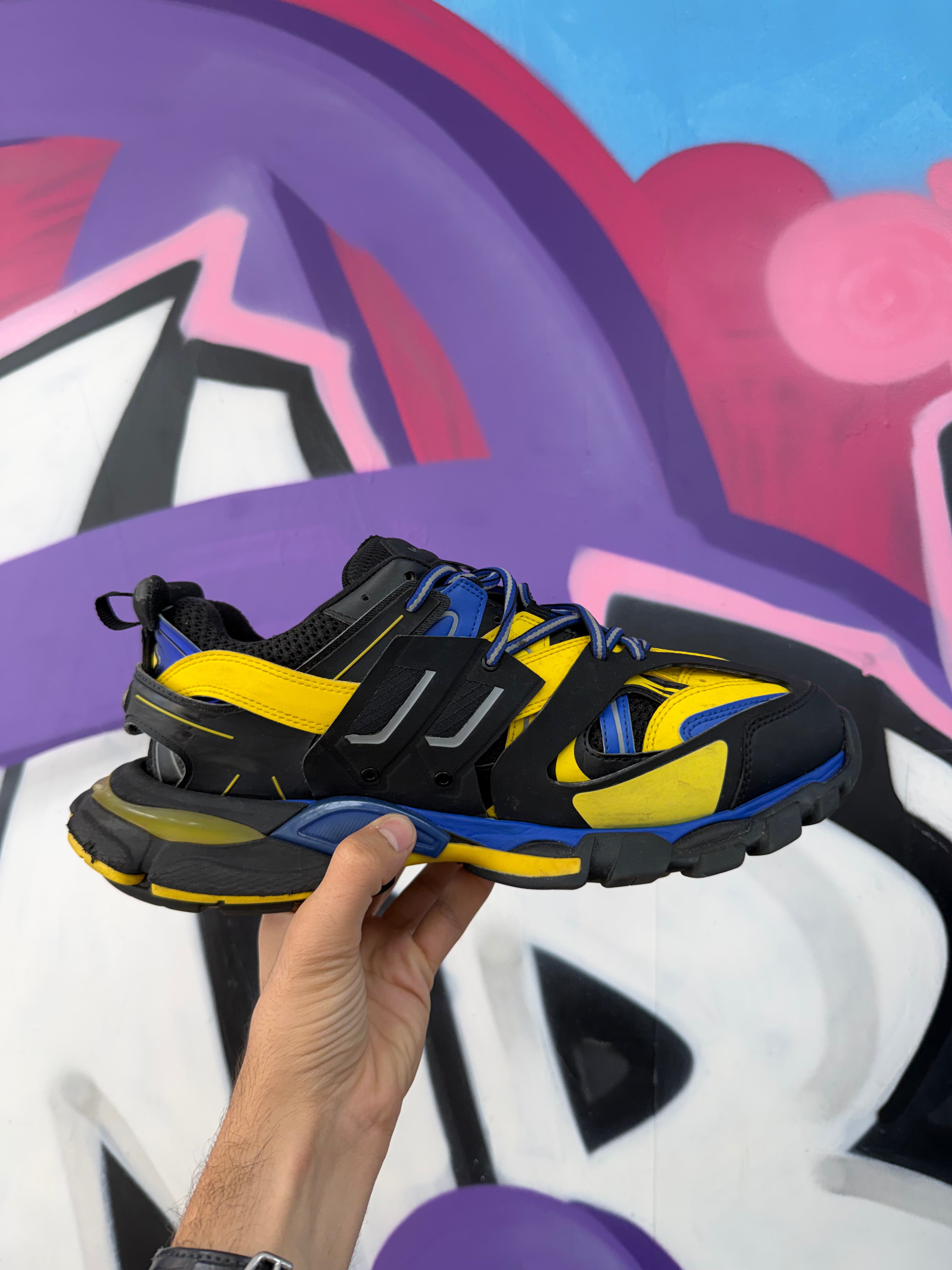 Balenciaga Blue Yellow Track Runner Sneakers