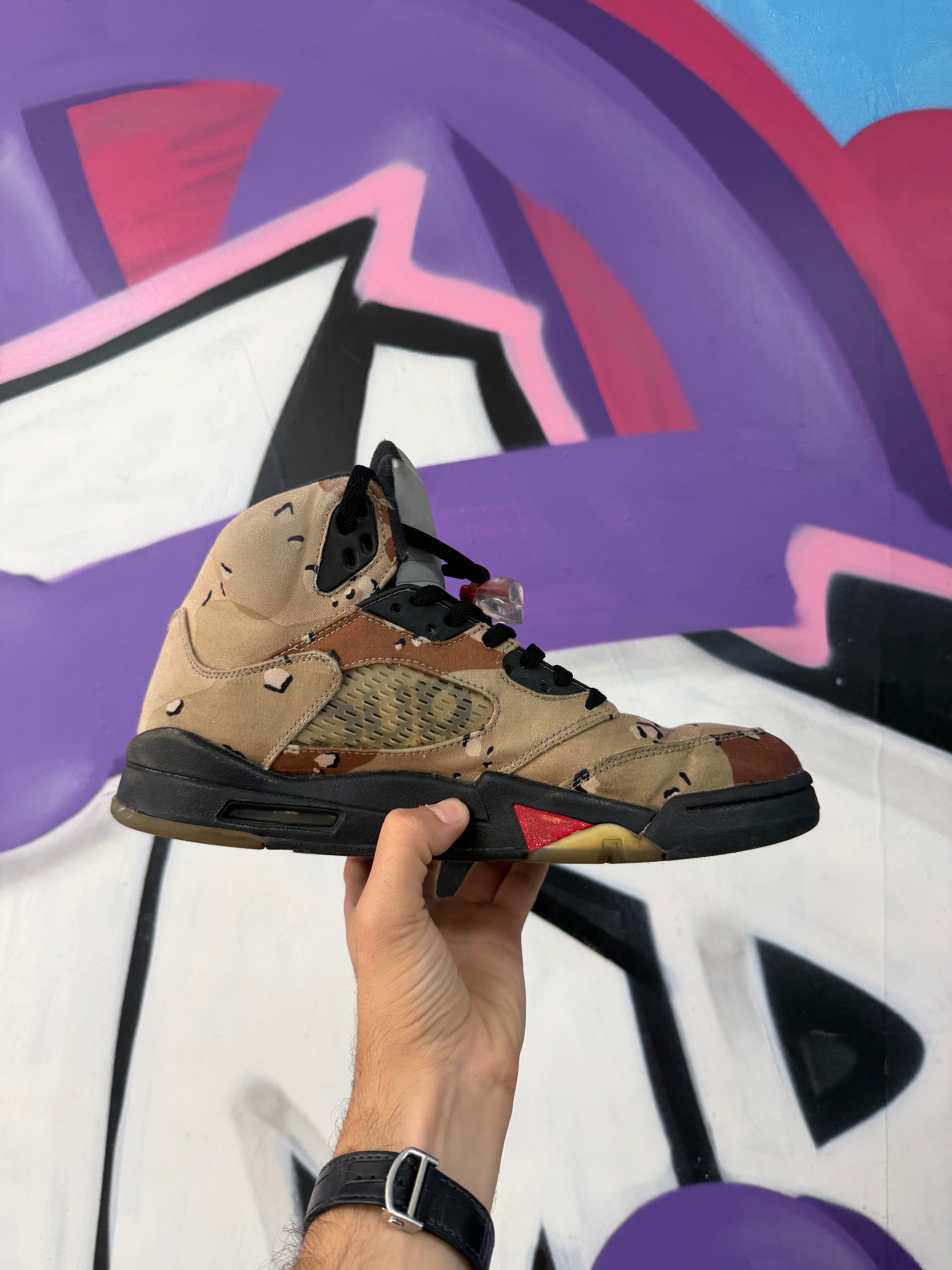 Nike Supreme Jordan 5 Desert Camo Sneakers