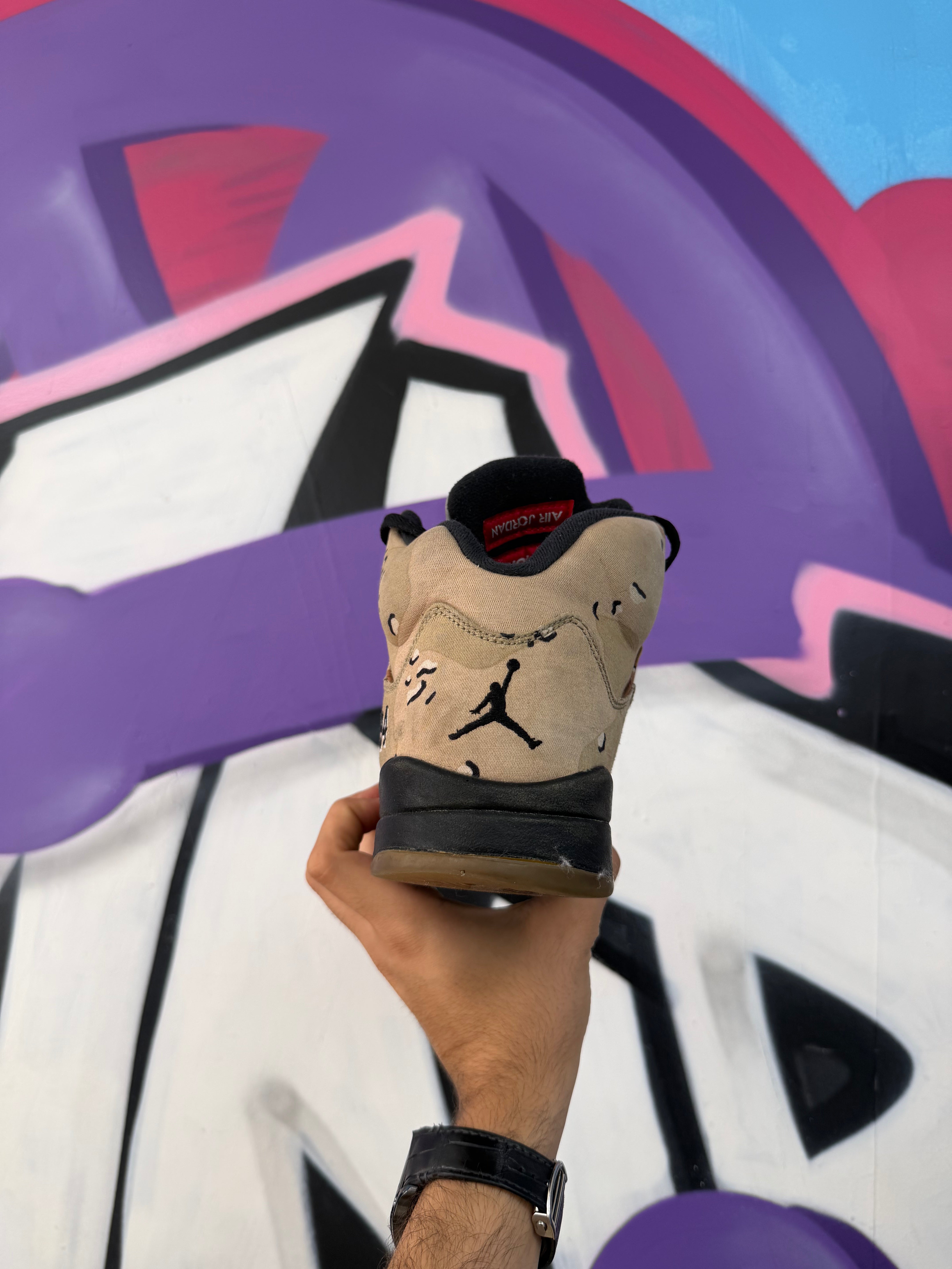 Nike Supreme Jordan 5 Desert Camo Sneakers