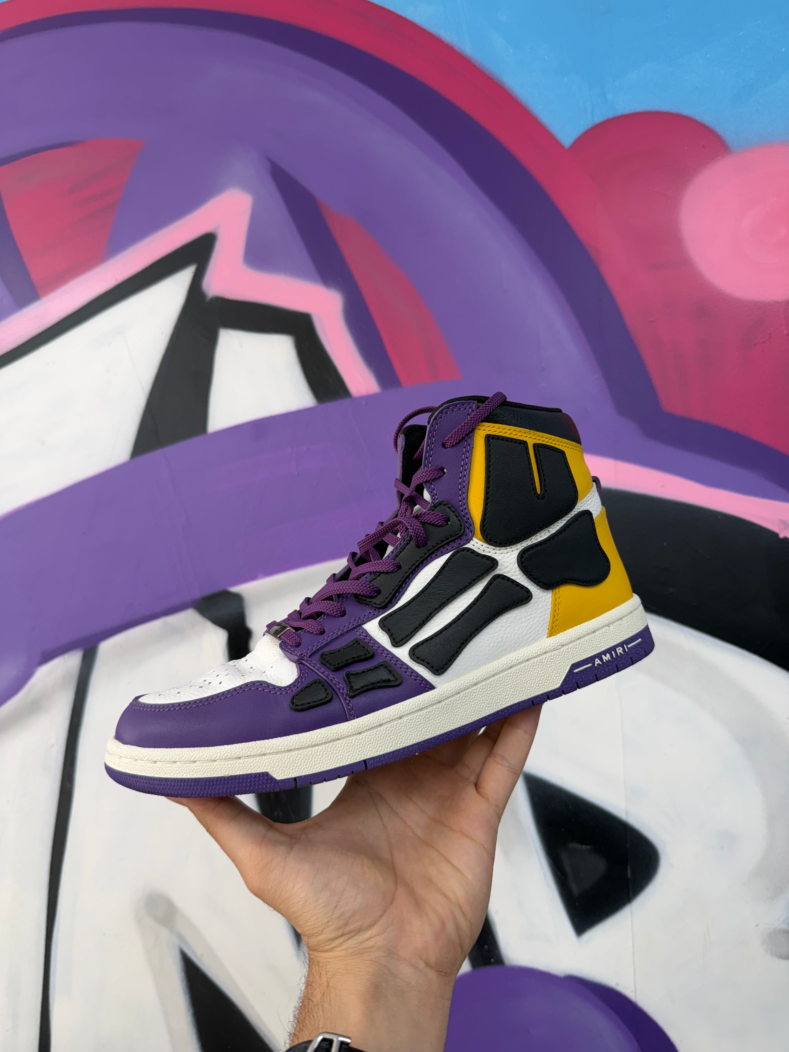Amiri Purple Yellow Skel-Top Hi Sneakers