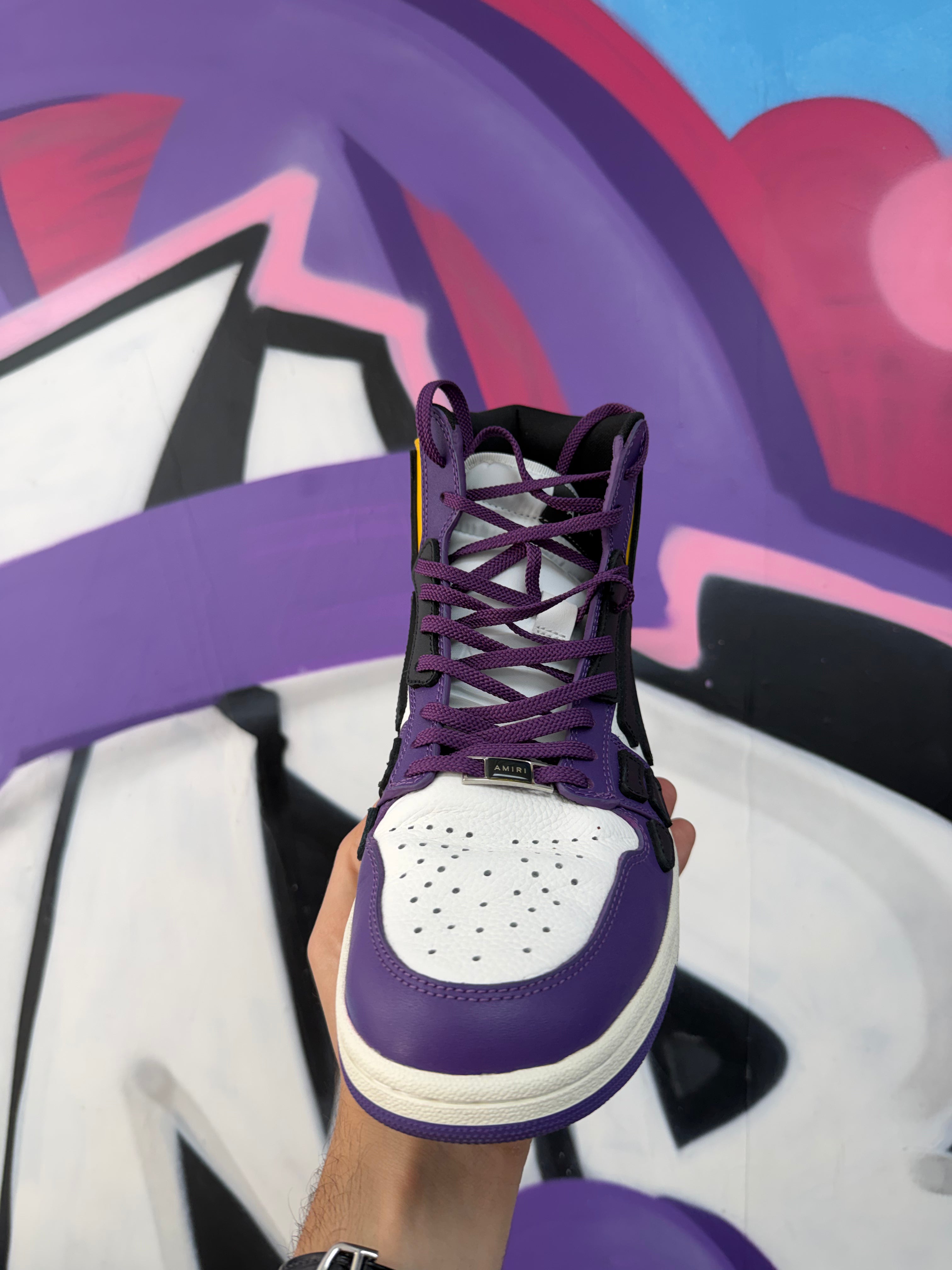 Amiri Purple Yellow Skel-Top Hi Sneakers