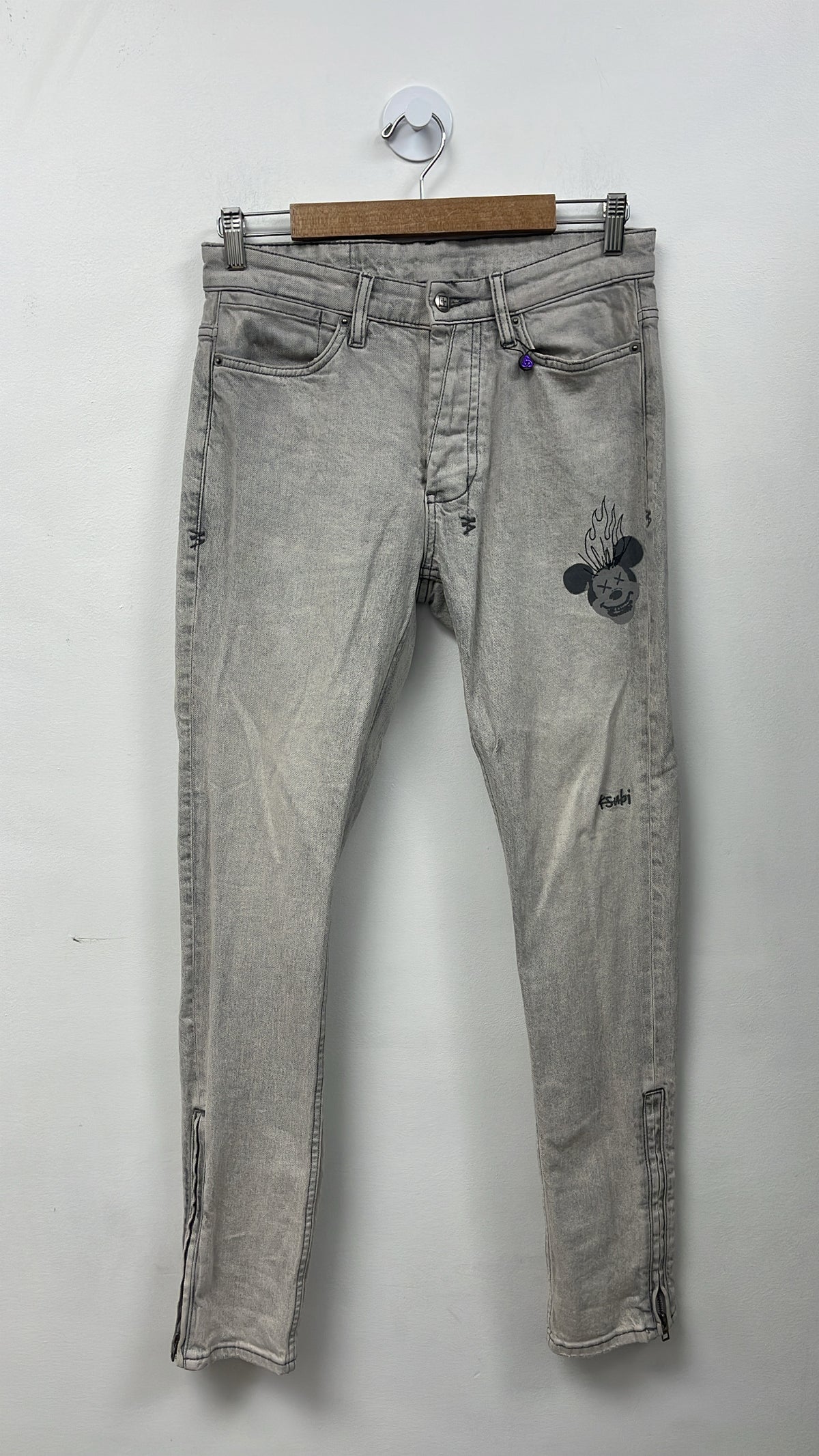 Ksubi Grey Stacked Zipper Jeans