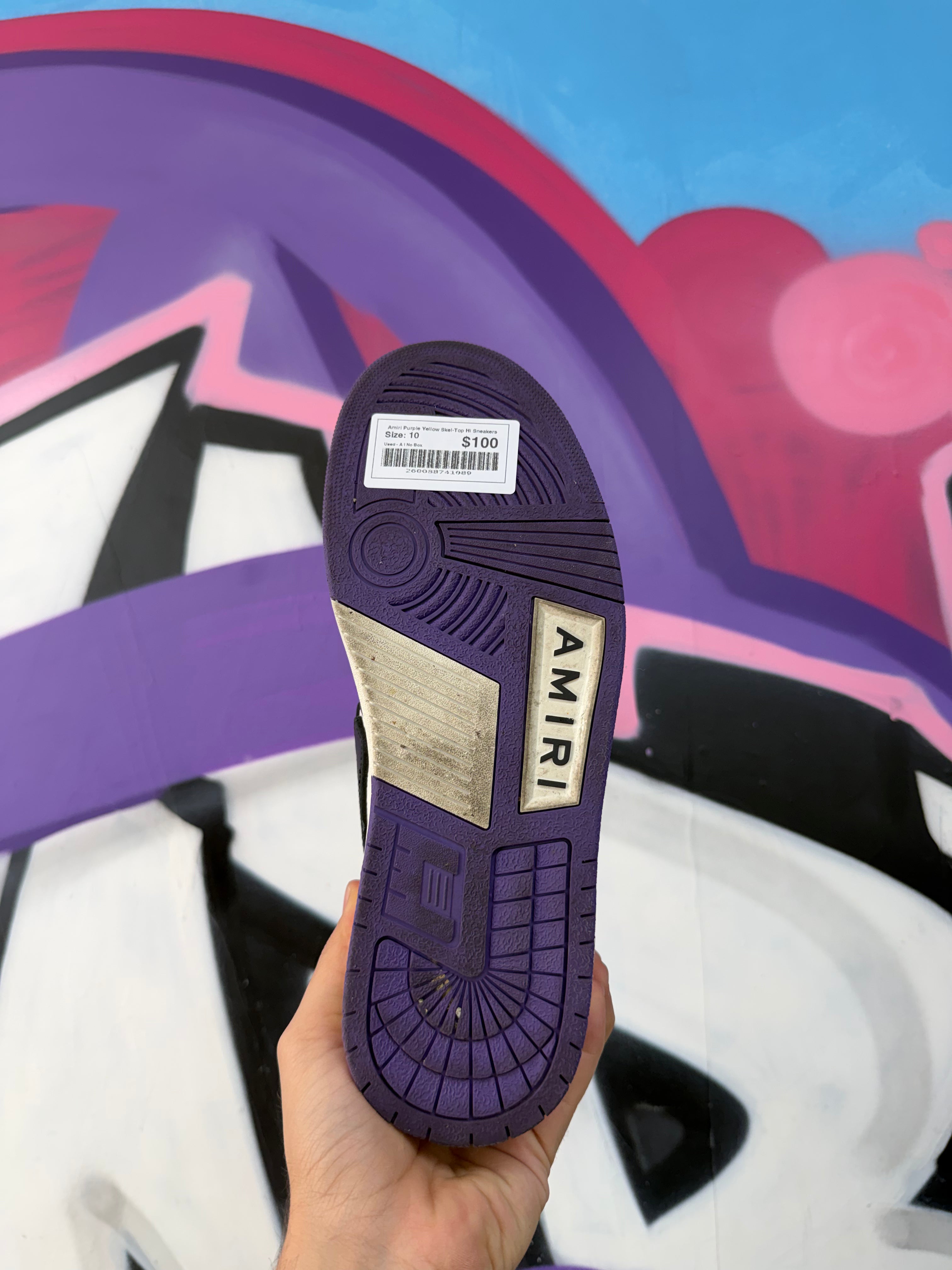 Amiri Purple Yellow Skel-Top Hi Sneakers